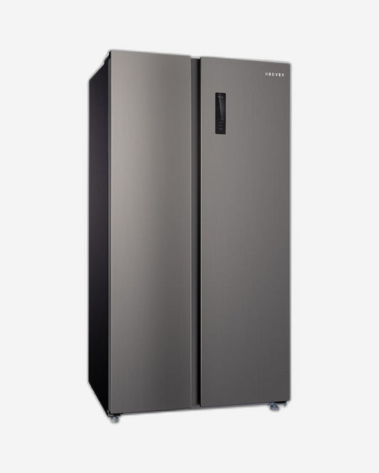 Hoover 682L Side By Side Refrigerator, Dual Inverter Refrigerator, LED Display with Touch Control, 1 Year Manufacturer & 10-Year Warranty on Inverter Compressor, 50/60 Hz Inox - HSB-M682-S