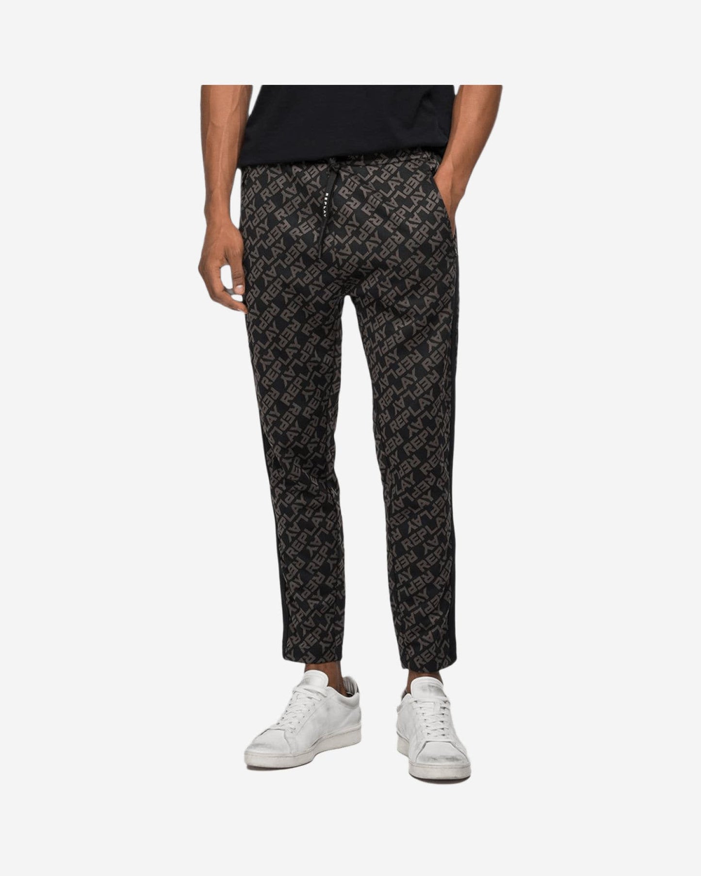 Replay Slim Fit Jogger Pants With Jacquard Pattern