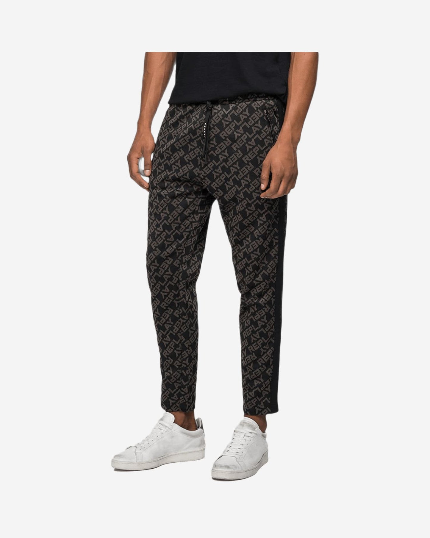 Replay Slim Fit Jogger Pants With Jacquard Pattern