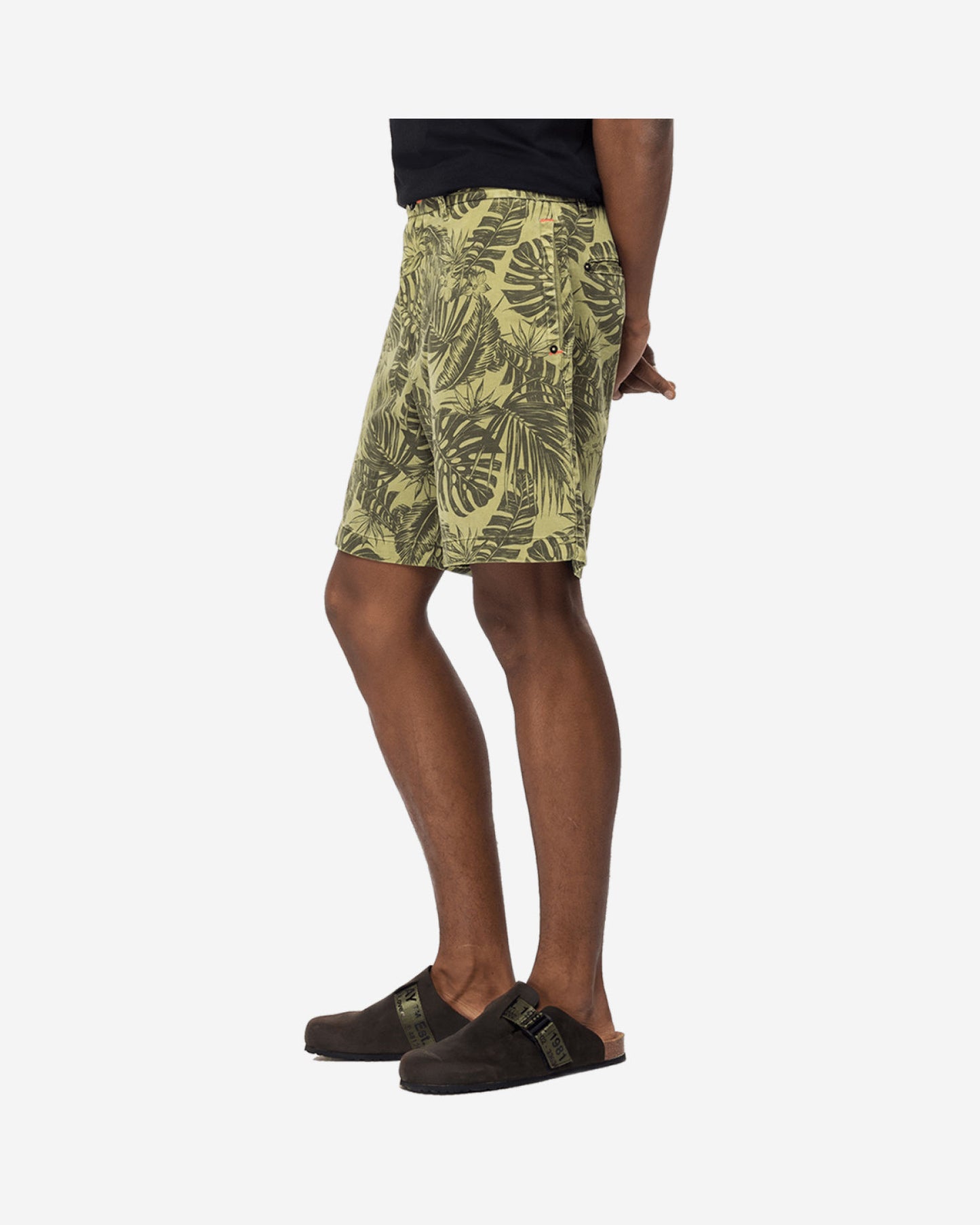 Cotton Bermuda Shorts With Foliage Print