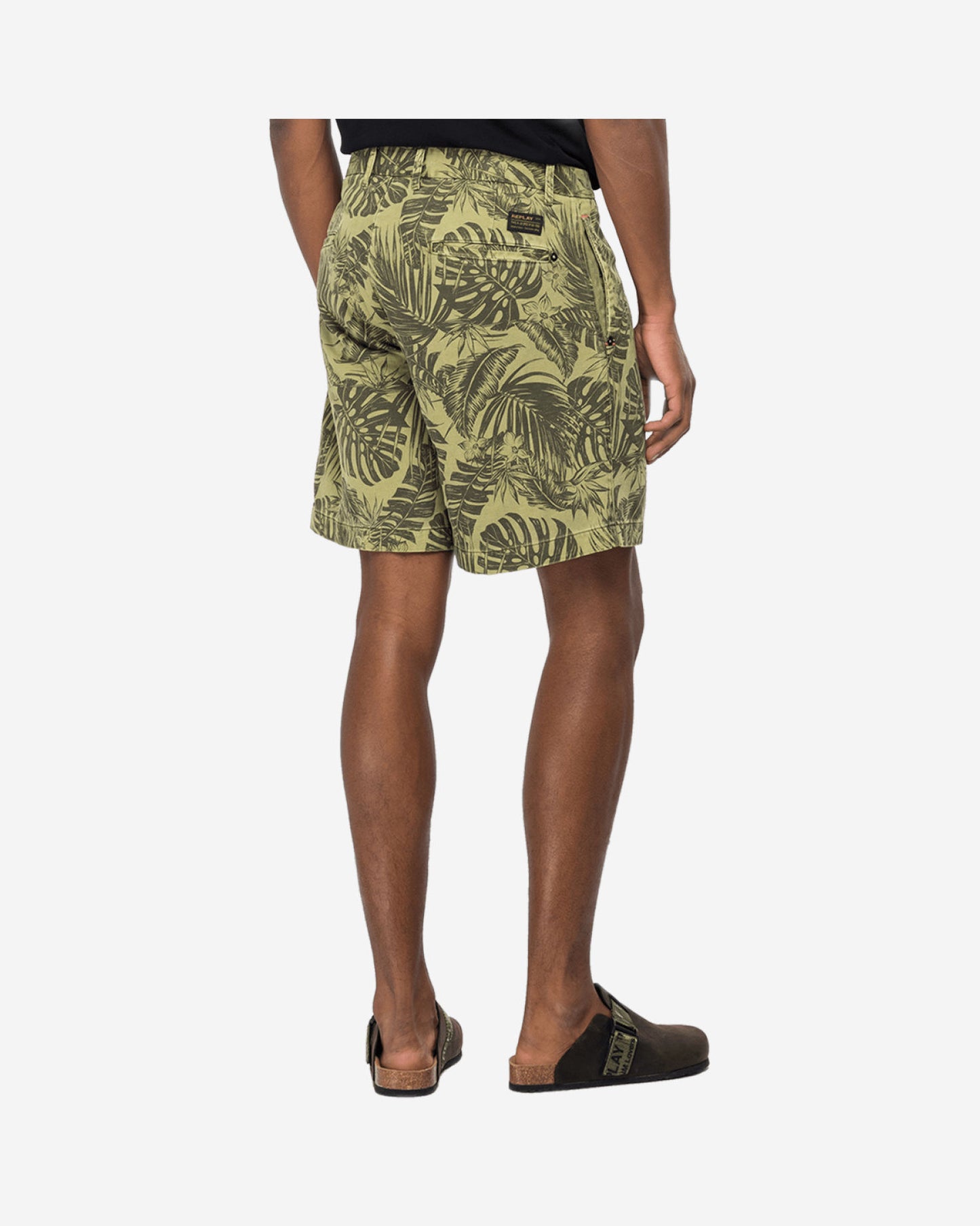 Cotton Bermuda Shorts With Foliage Print