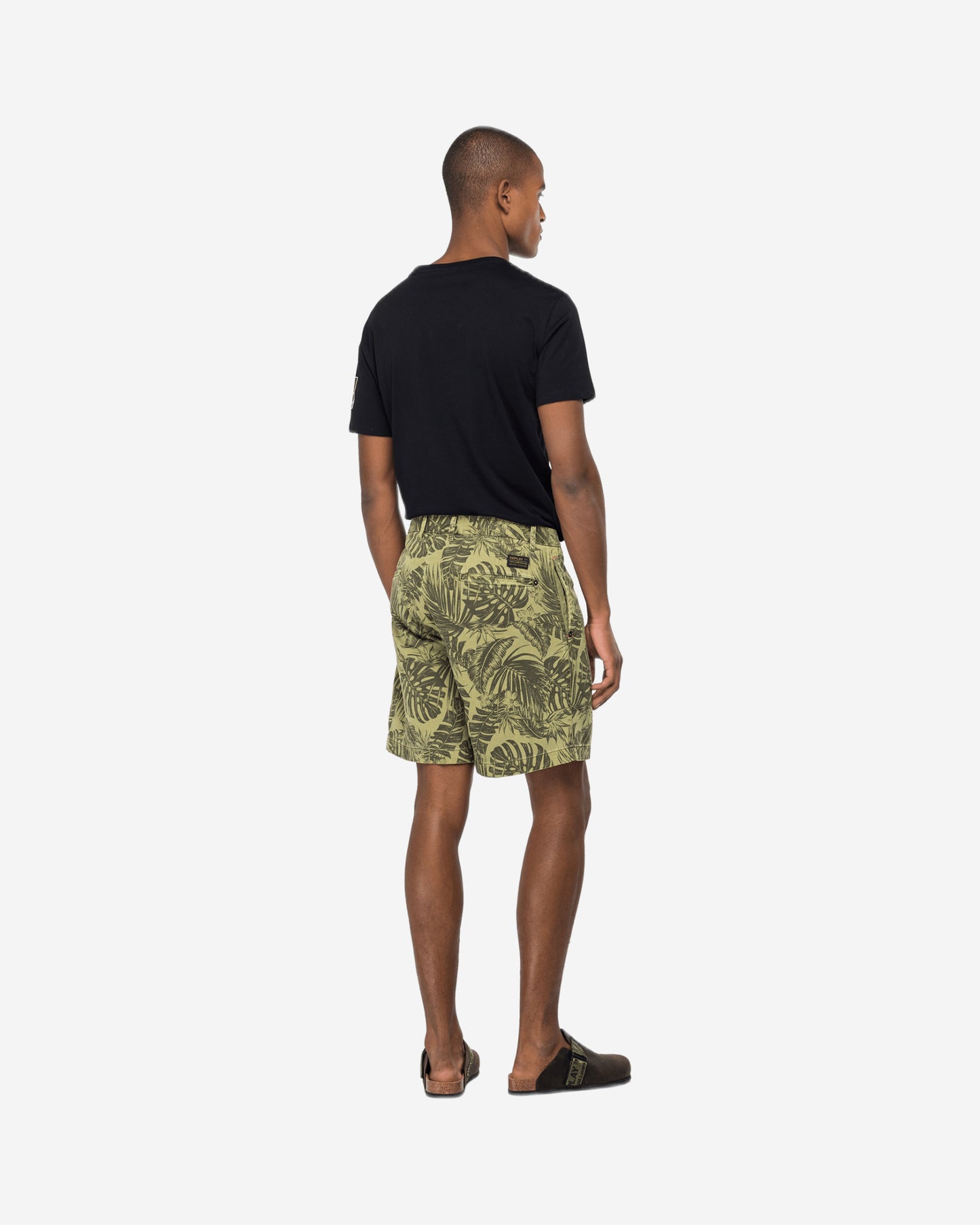 Cotton Bermuda Shorts With Foliage Print