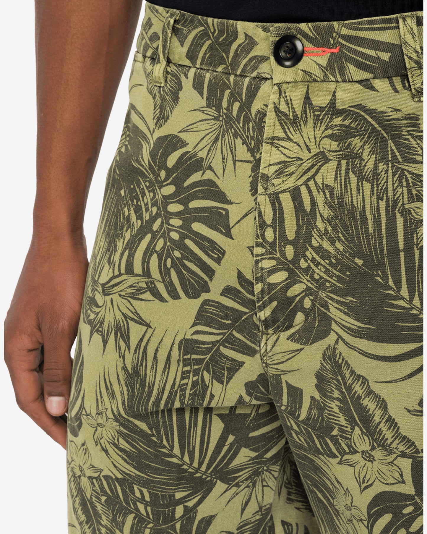 Cotton Bermuda Shorts With Foliage Print