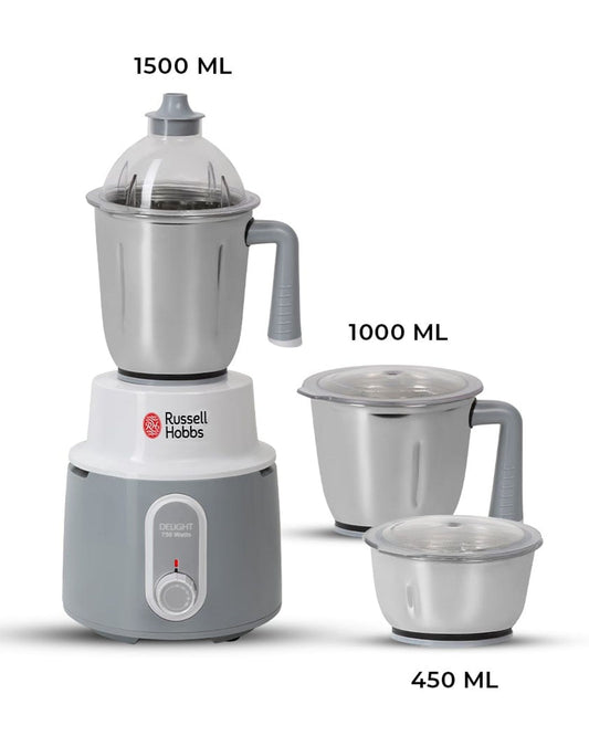 Russell Hobbs 3-in-1 Mixer Grinder 750W, (MG42506) Multifunctional Grinder with Stainless Steel, 3 Speed, Perfect for Dry & Wet Fine Grinding, Mixing & Juicing , White - 1-Year Warranty