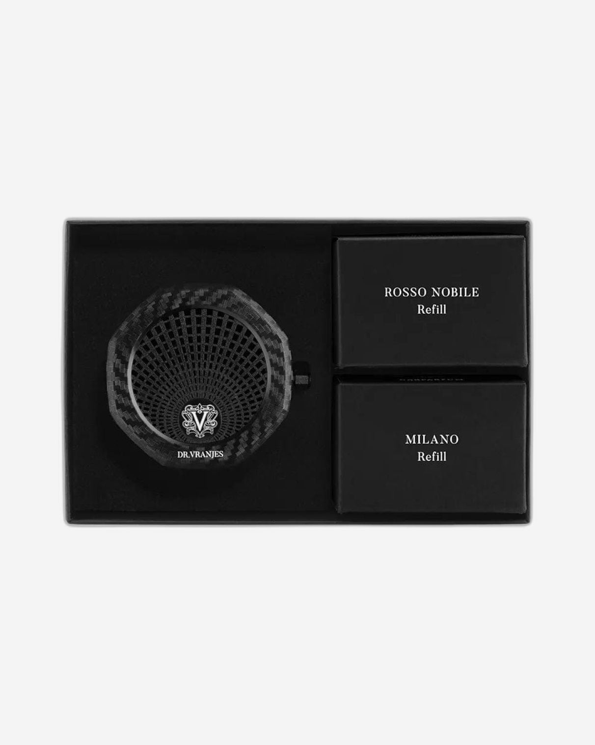 Dr. Vranjes Carbon Fiber Dispenser + 2 Refills (Rosso Nobile & Milano) Gift Box
