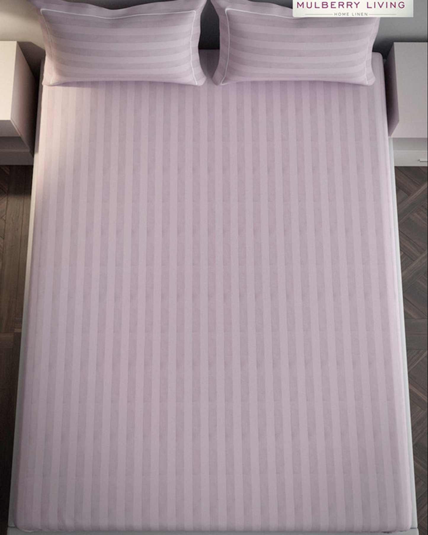 Mulberry Living Cotton Queen Flat 300TC Elysian Stripes Cameo Rose