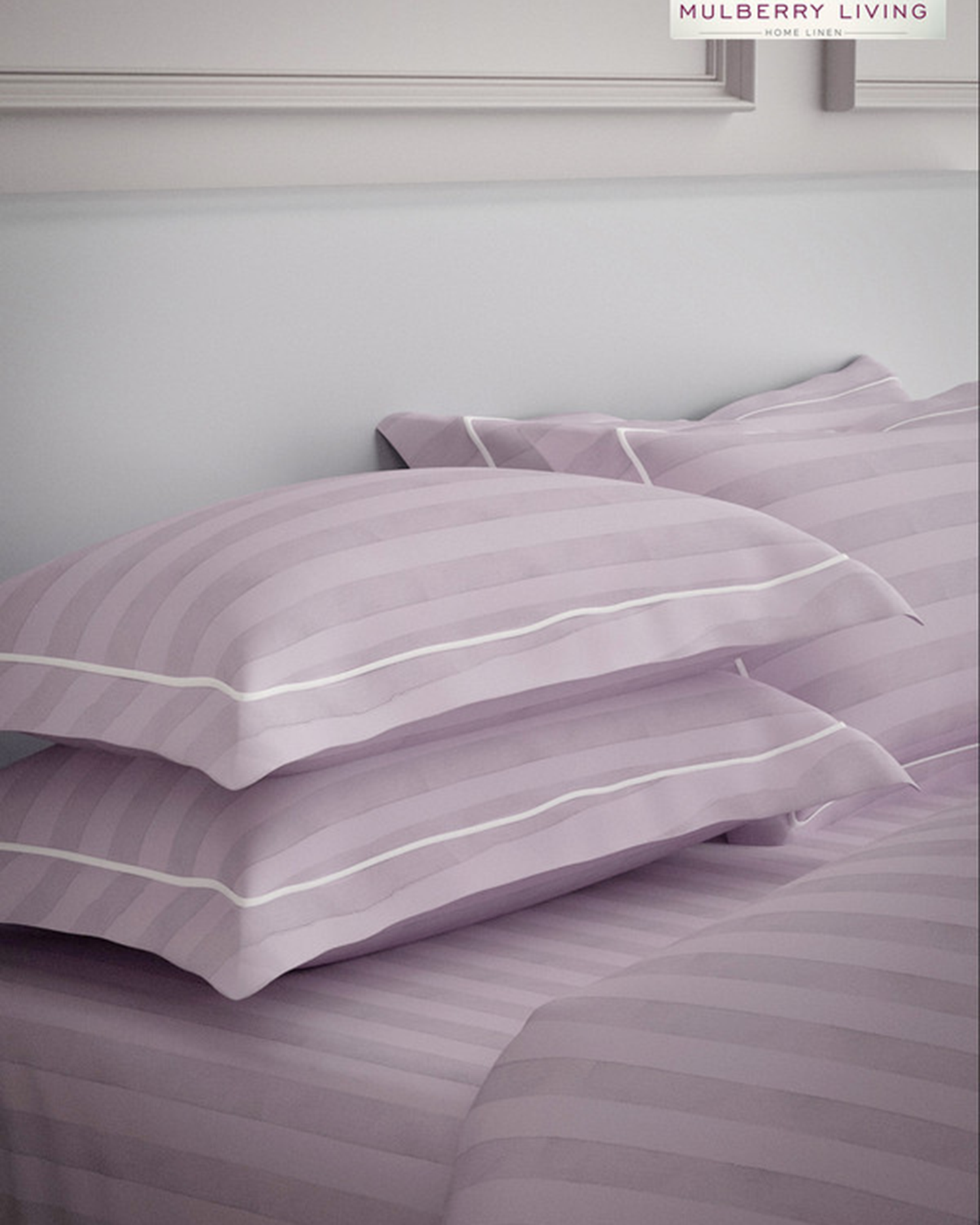 Mulberry Living Cotton Queen Flat 300TC Elysian Stripes Cameo Rose