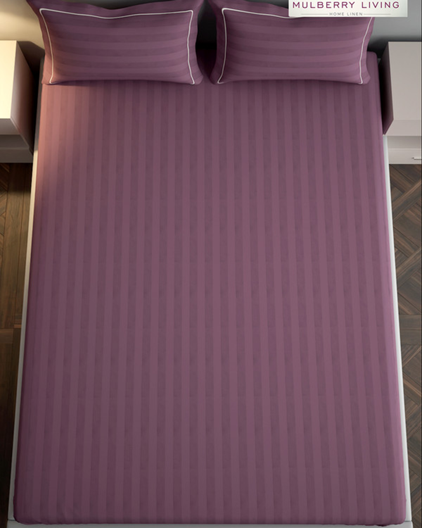 Mulberry Living Cotton Queen Flat 300TC Elysian Stripes Cameo Rose