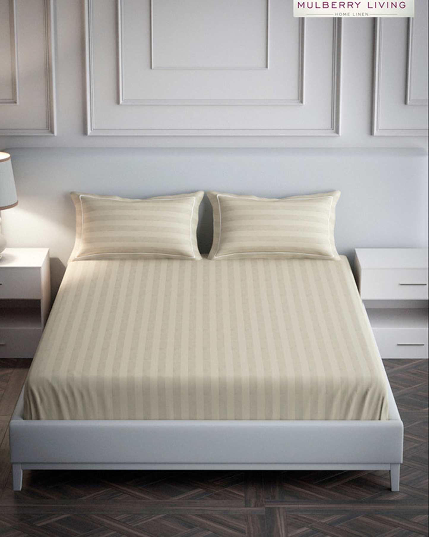 Mulberry Living Cotton Queen Flat 300TC Elysian Stripes Cameo Rose