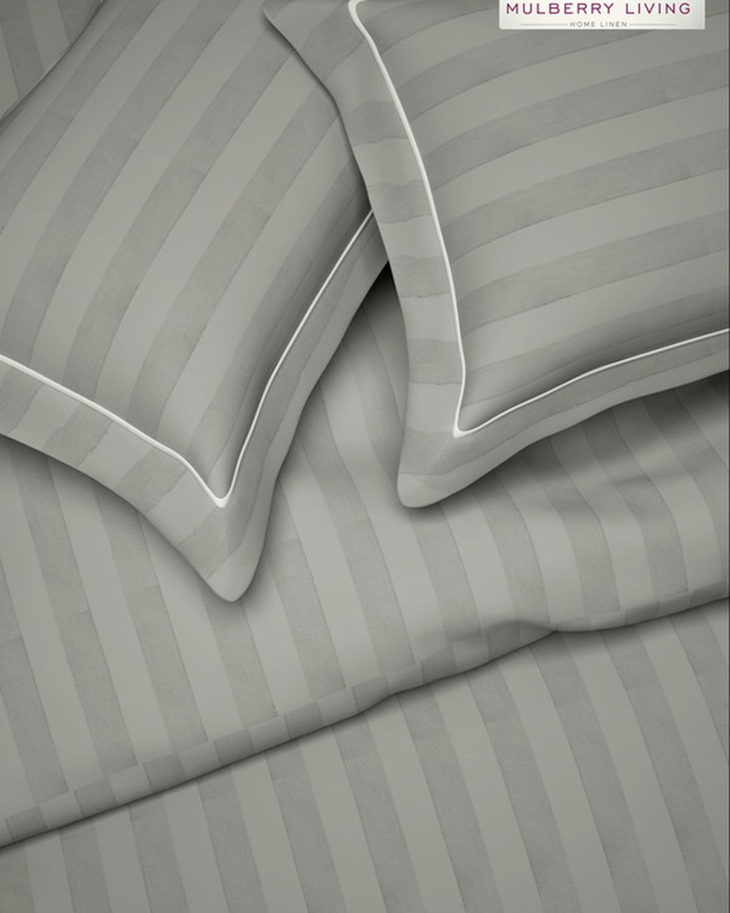 Mulberry Living Cotton Queen Flat 300TC Elysian Stripes Cameo Rose