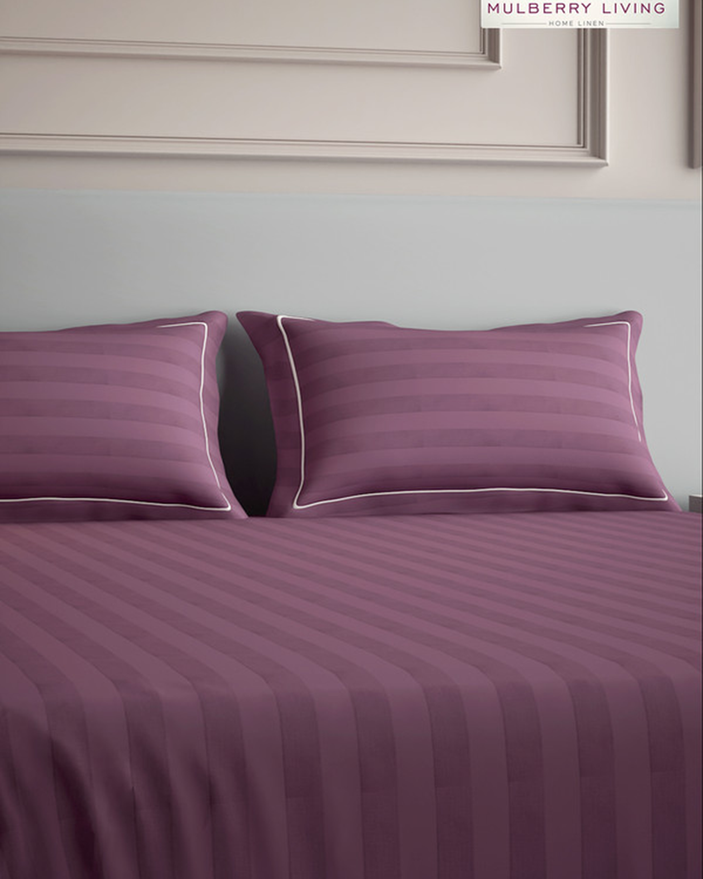 Mulberry Living Cotton Queen Flat 300TC Elysian Stripes Cameo Rose