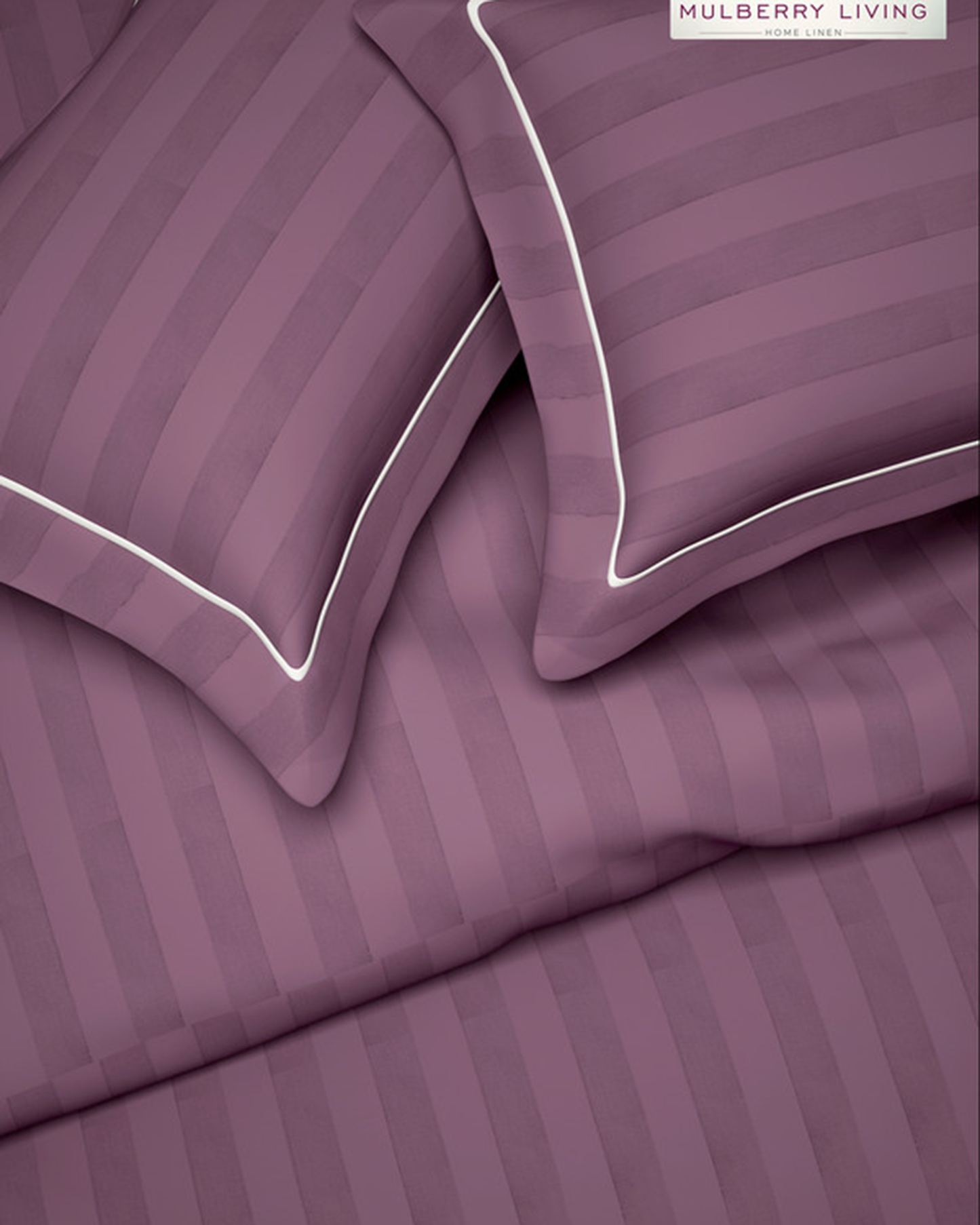 Mulberry Living Cotton Queen Flat 300TC Elysian Stripes Cameo Rose