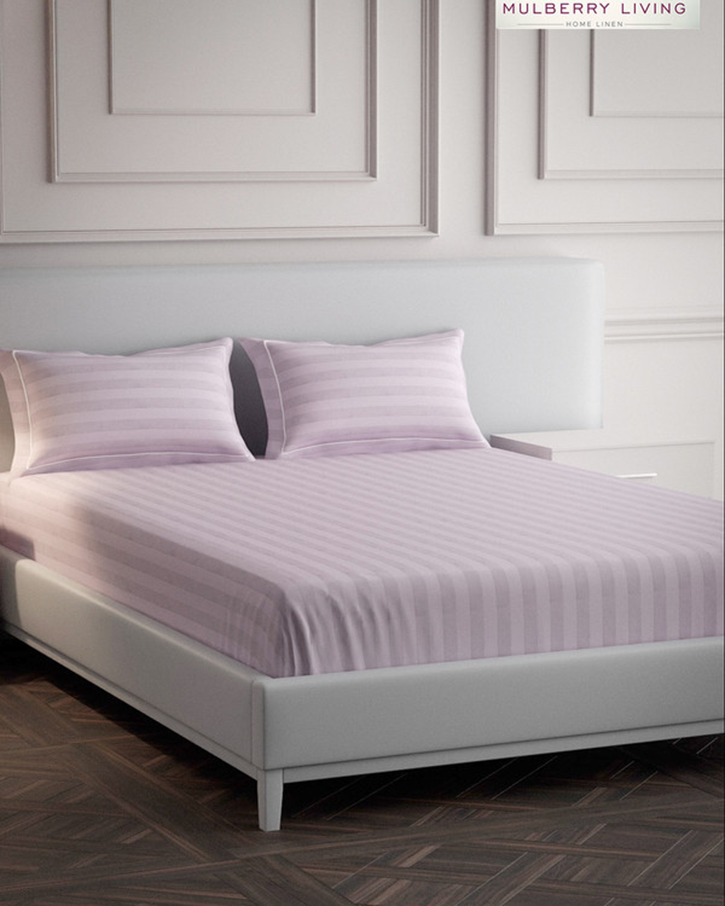 Mulberry Living Cotton Queen Flat 300TC Elysian Stripes Cameo Rose