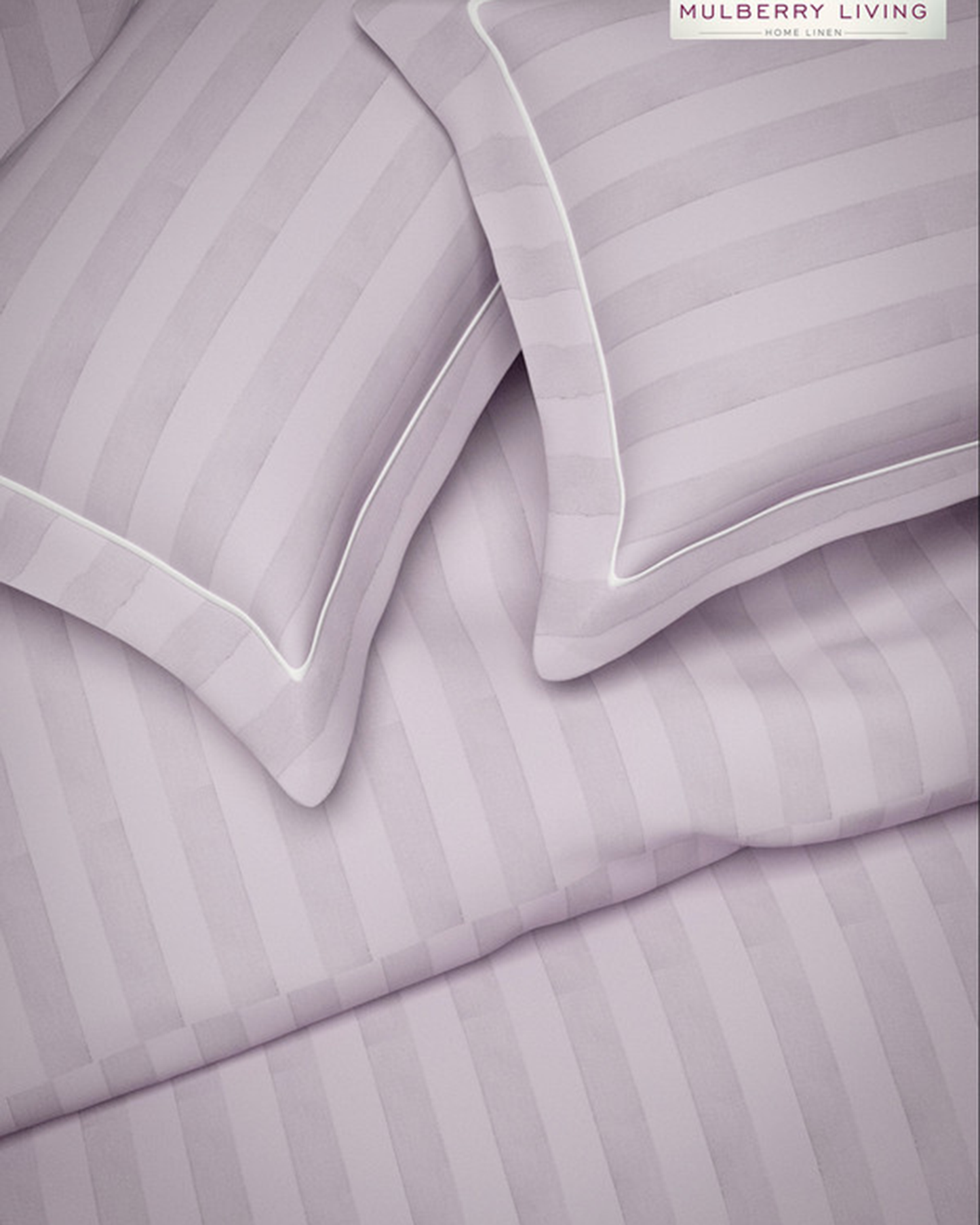 Mulberry Living Cotton Queen Flat 300TC Elysian Stripes Cameo Rose