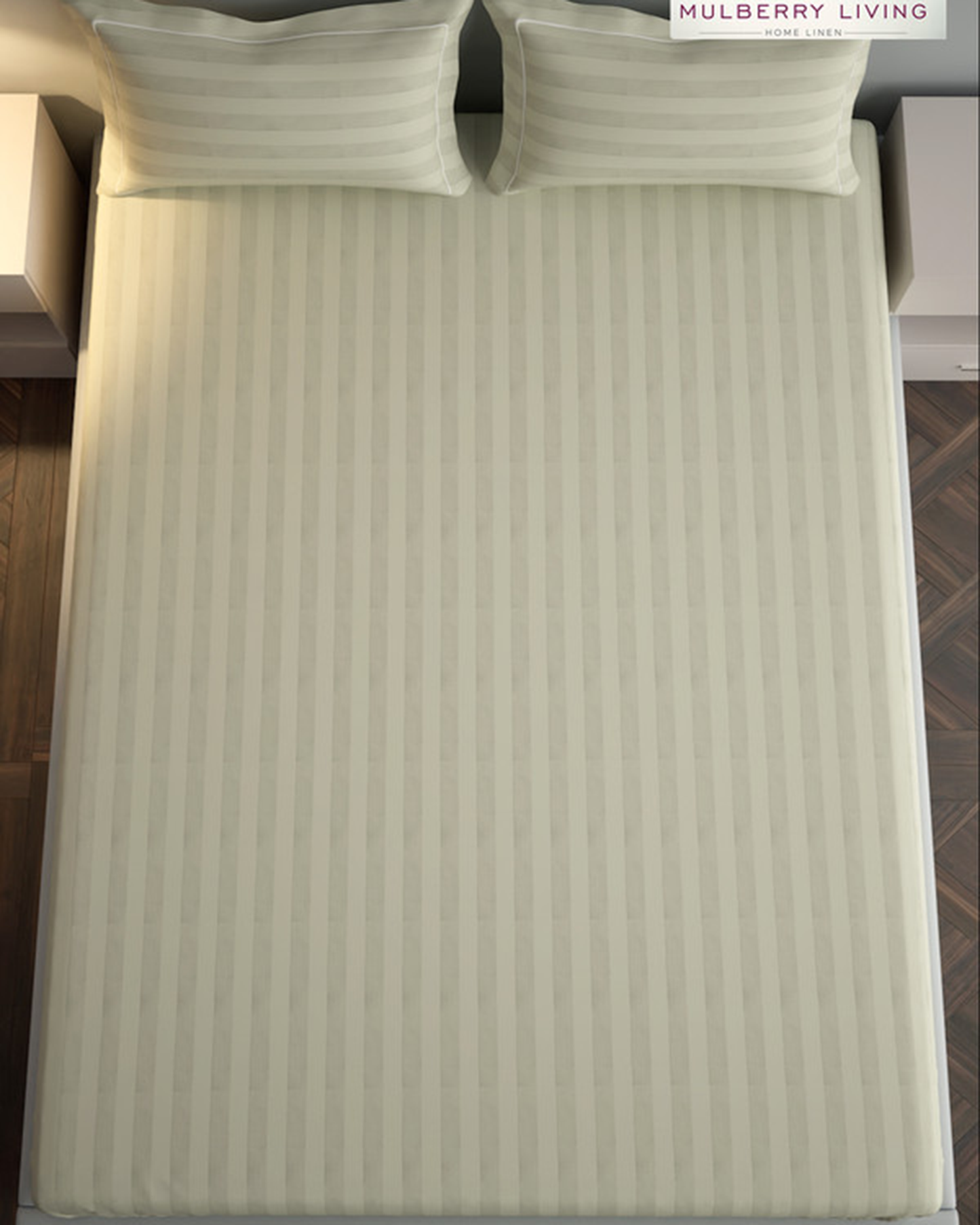 Mulberry Living Cotton Queen Flat 300TC Elysian Stripes Cameo Rose