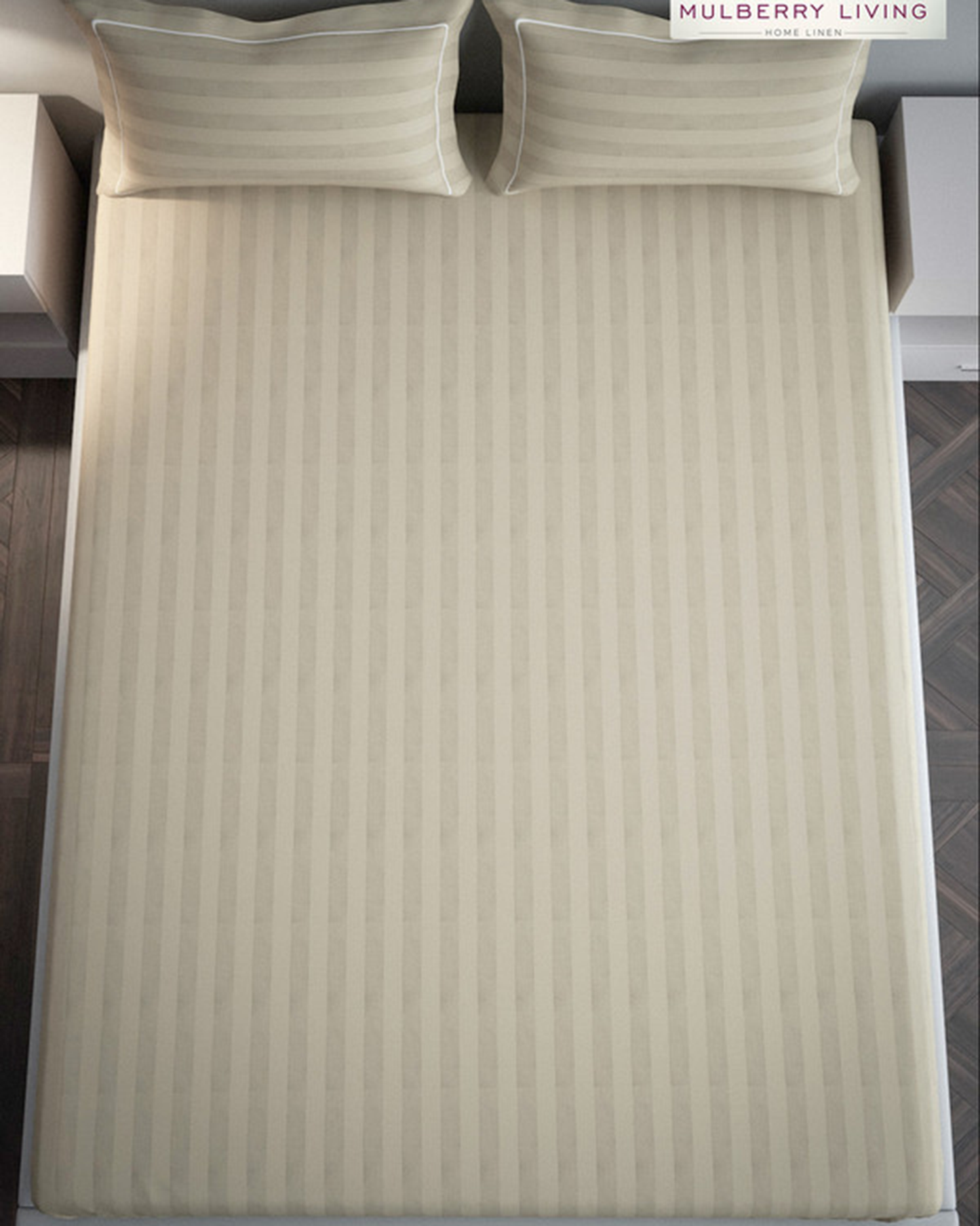 Mulberry Living Cotton Queen Flat 300TC Elysian Stripes Cameo Rose