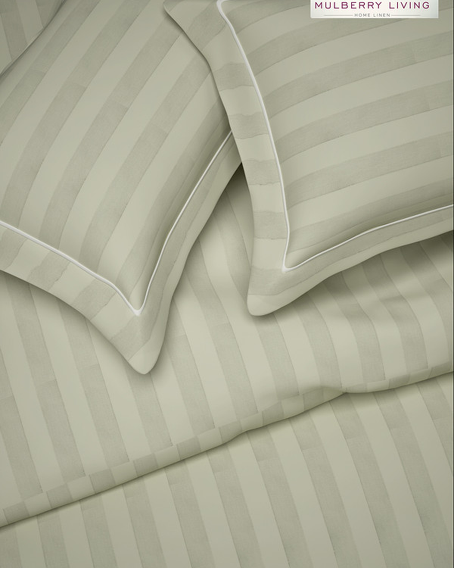 Mulberry Living Cotton Queen Fitted 300TC Elysian Stripes Mediterranean Blue