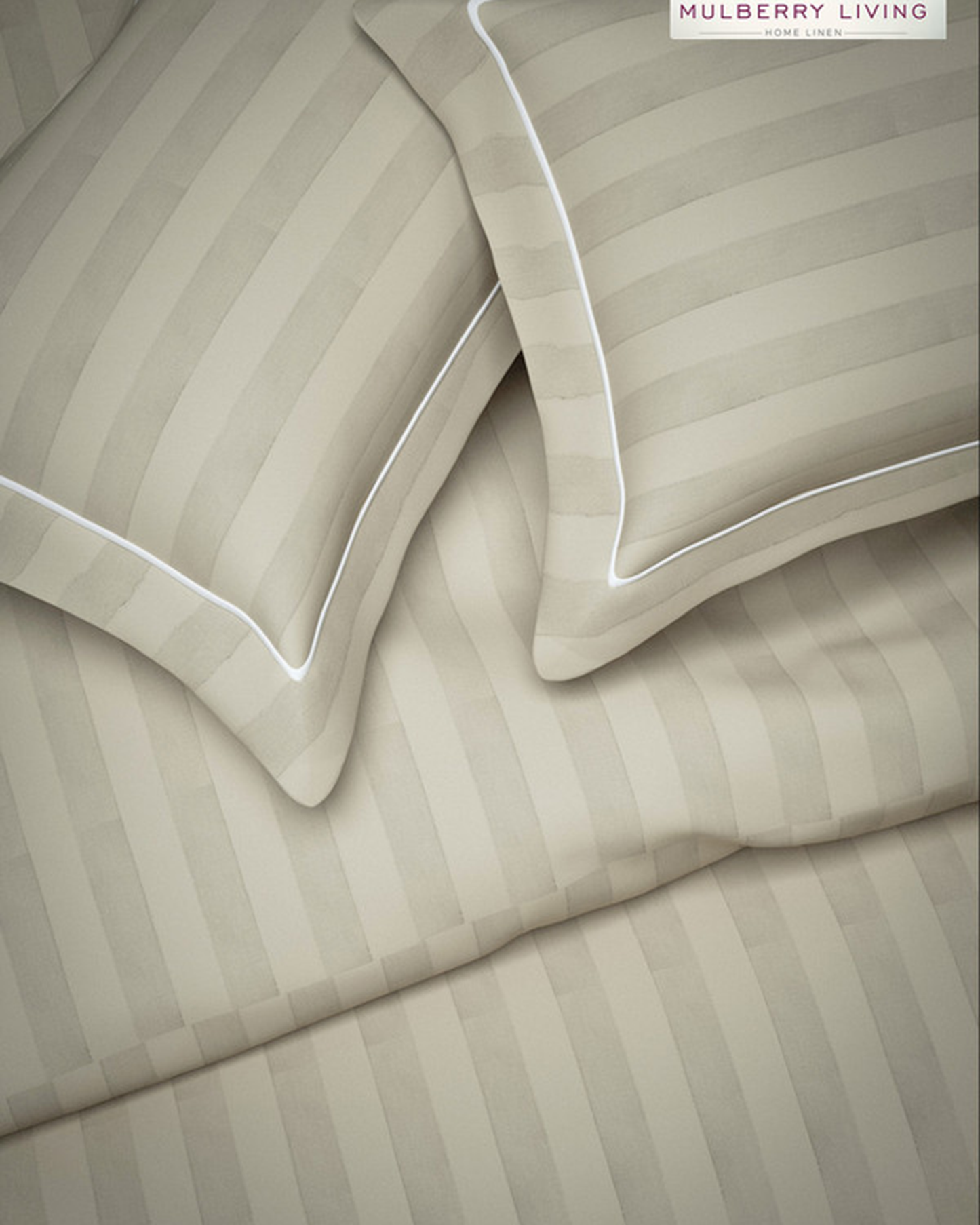 Mulberry Living Cotton Queen Fitted 300TC Elysian Stripes Mediterranean Blue