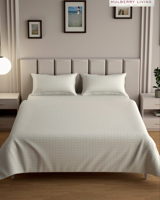 Cotton Queen Flat 300TC Urban Grid Ivory