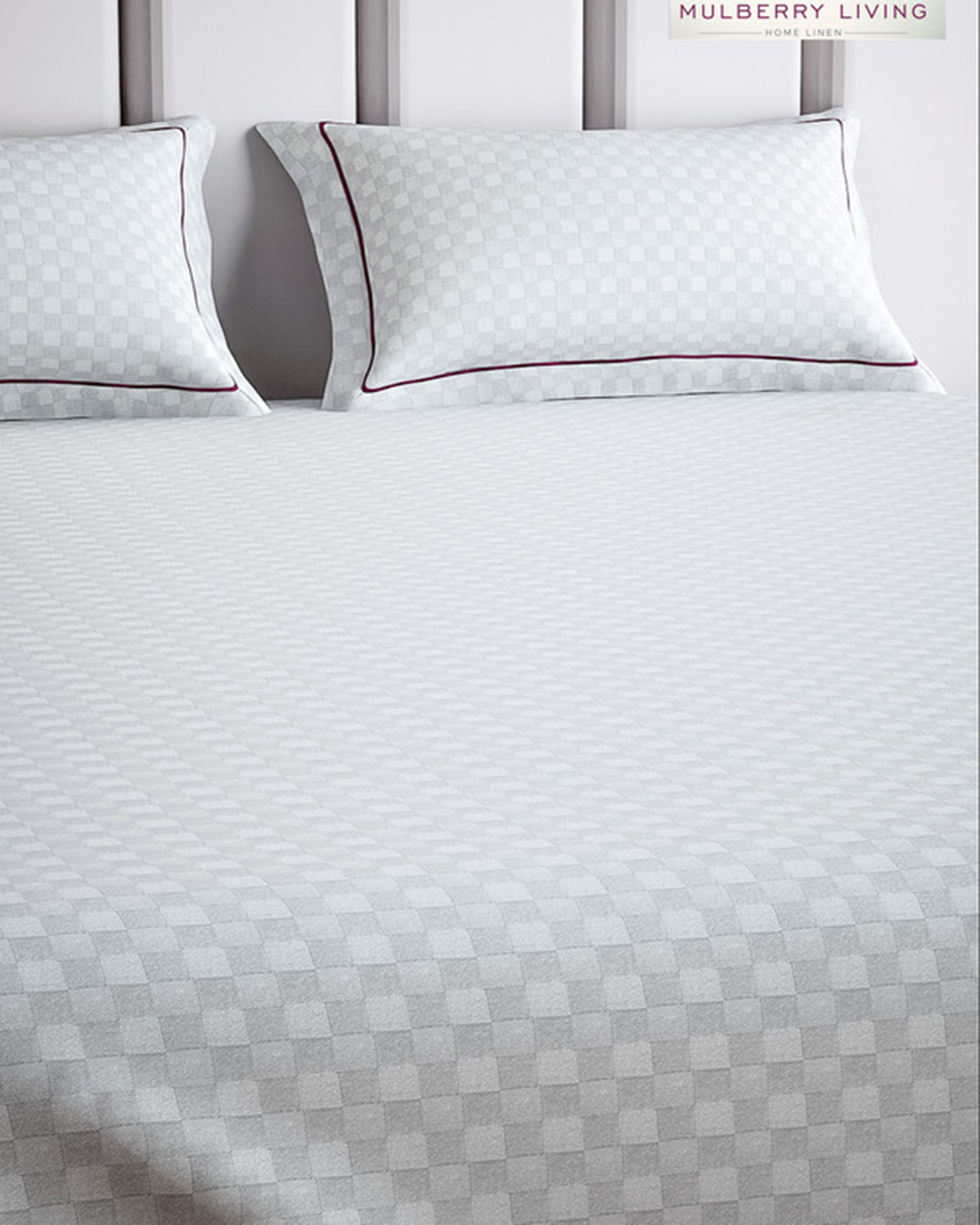 Mulberry Living Cotton Queen Flat 300TC Urban Grid Ivory