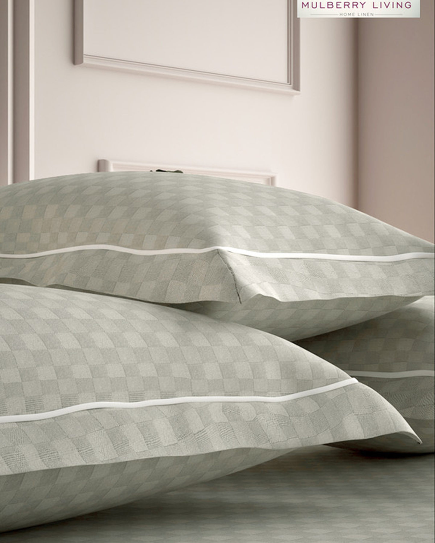Mulberry Living Cotton Queen Fitted 300TC Urban Grid White