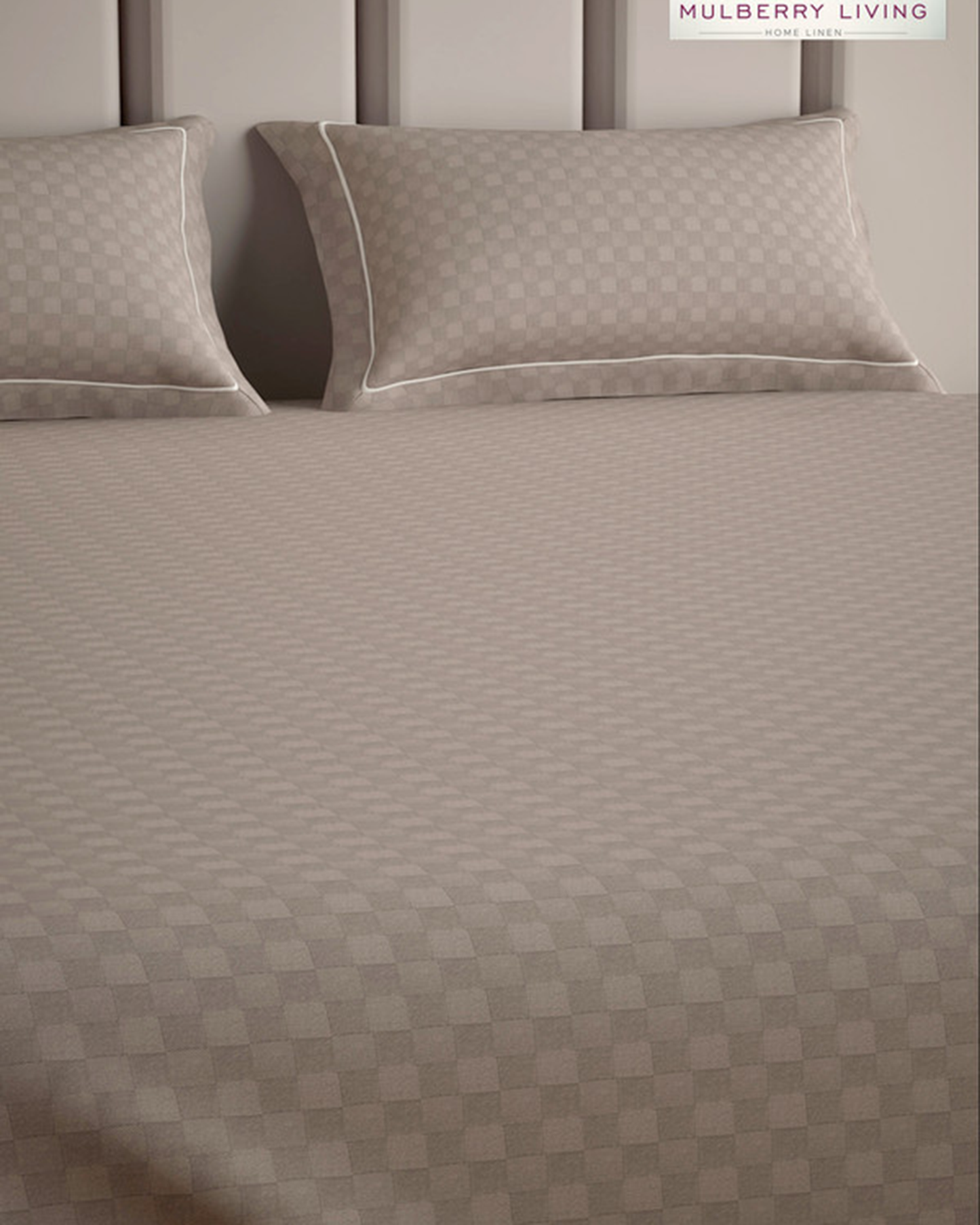 Mulberry Living Cotton Queen Fitted 300TC Urban Grid White