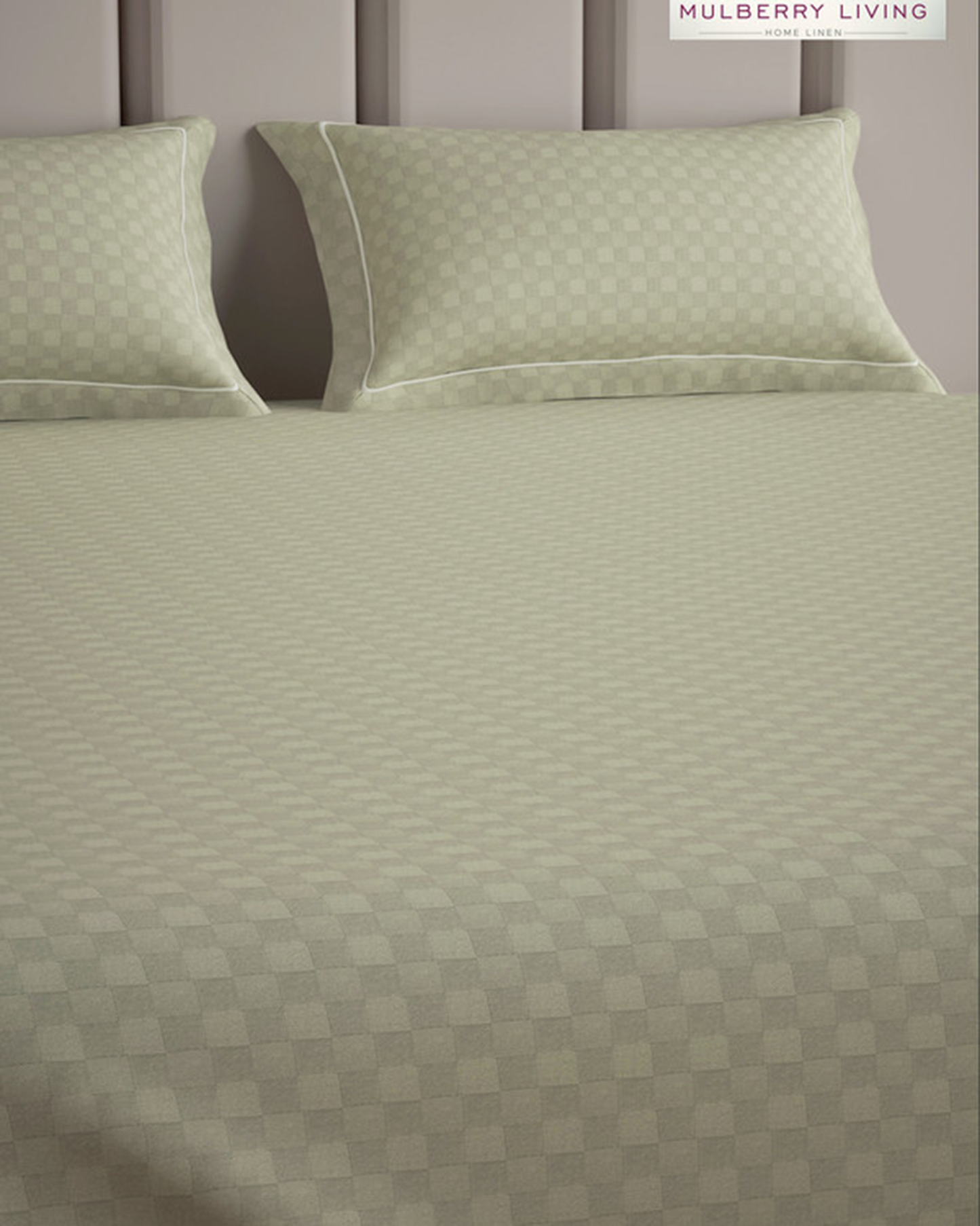 Mulberry Living Cotton Queen Fitted 300TC Urban Grid White