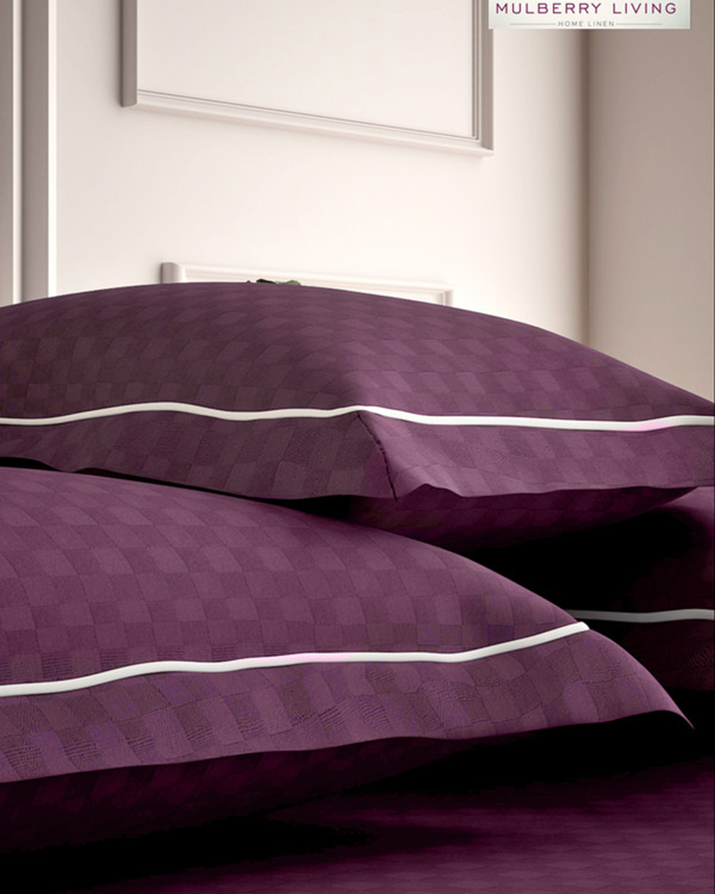 Mulberry Living Cotton Queen Fitted 300TC Urban Grid White