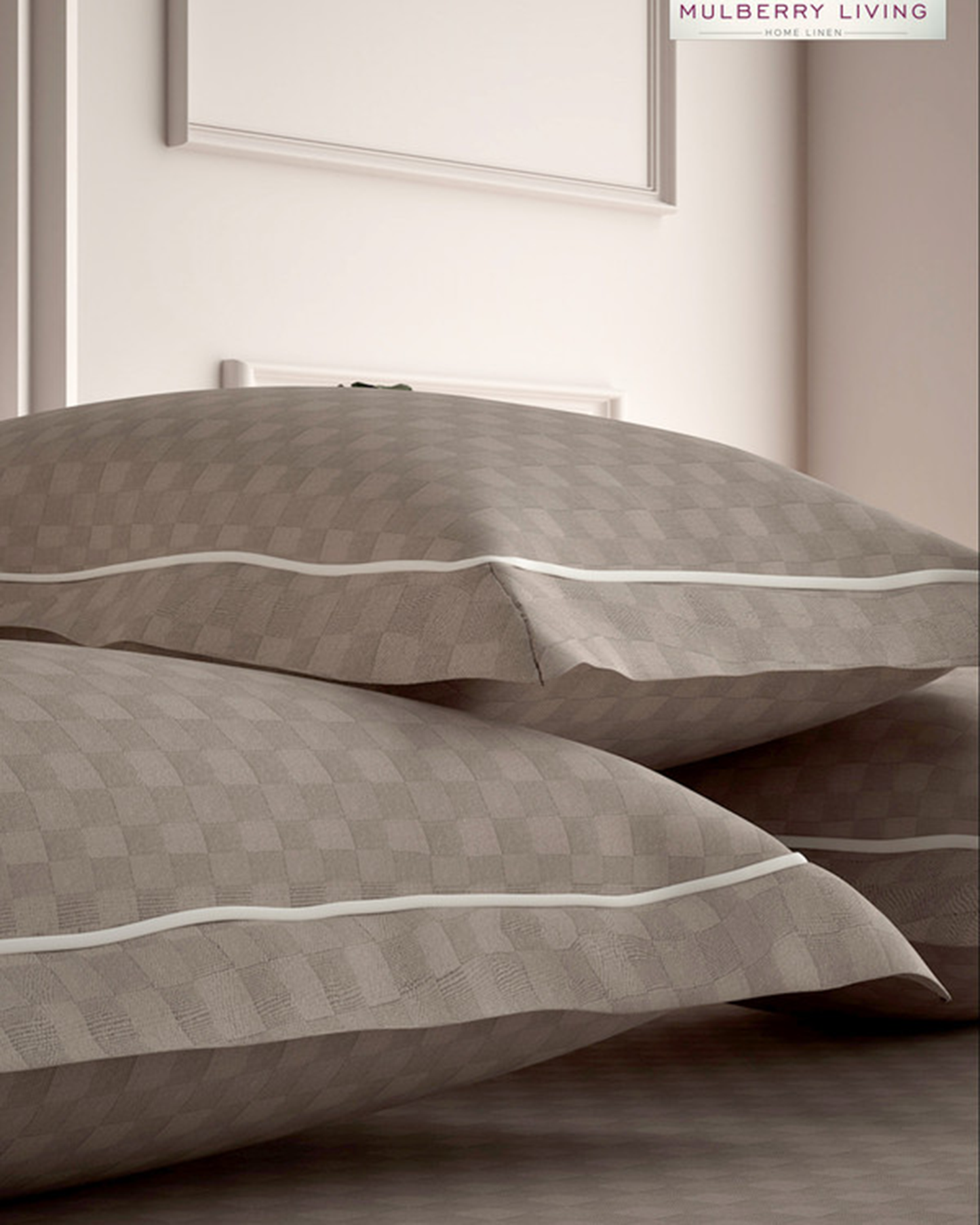 Mulberry Living Cotton Queen Fitted 300TC Urban Grid White