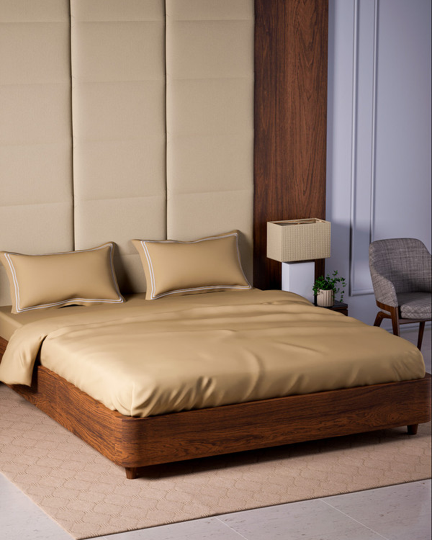 Mulberry Living Cotton King Flat 500TC Opulent Hue Fawn