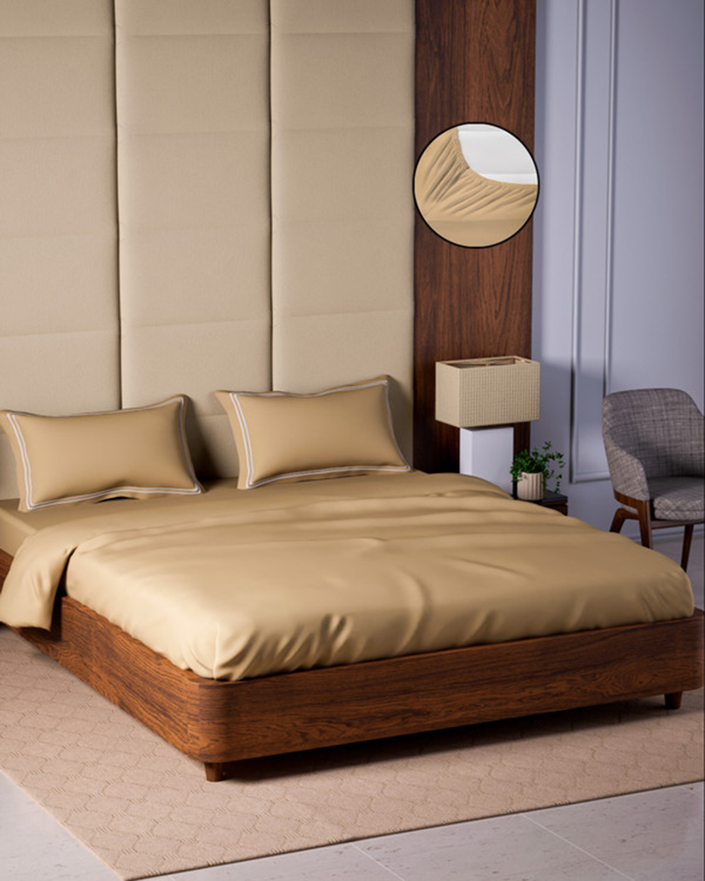 Cotton King Fitted 500TC Opulent Hue Fawn