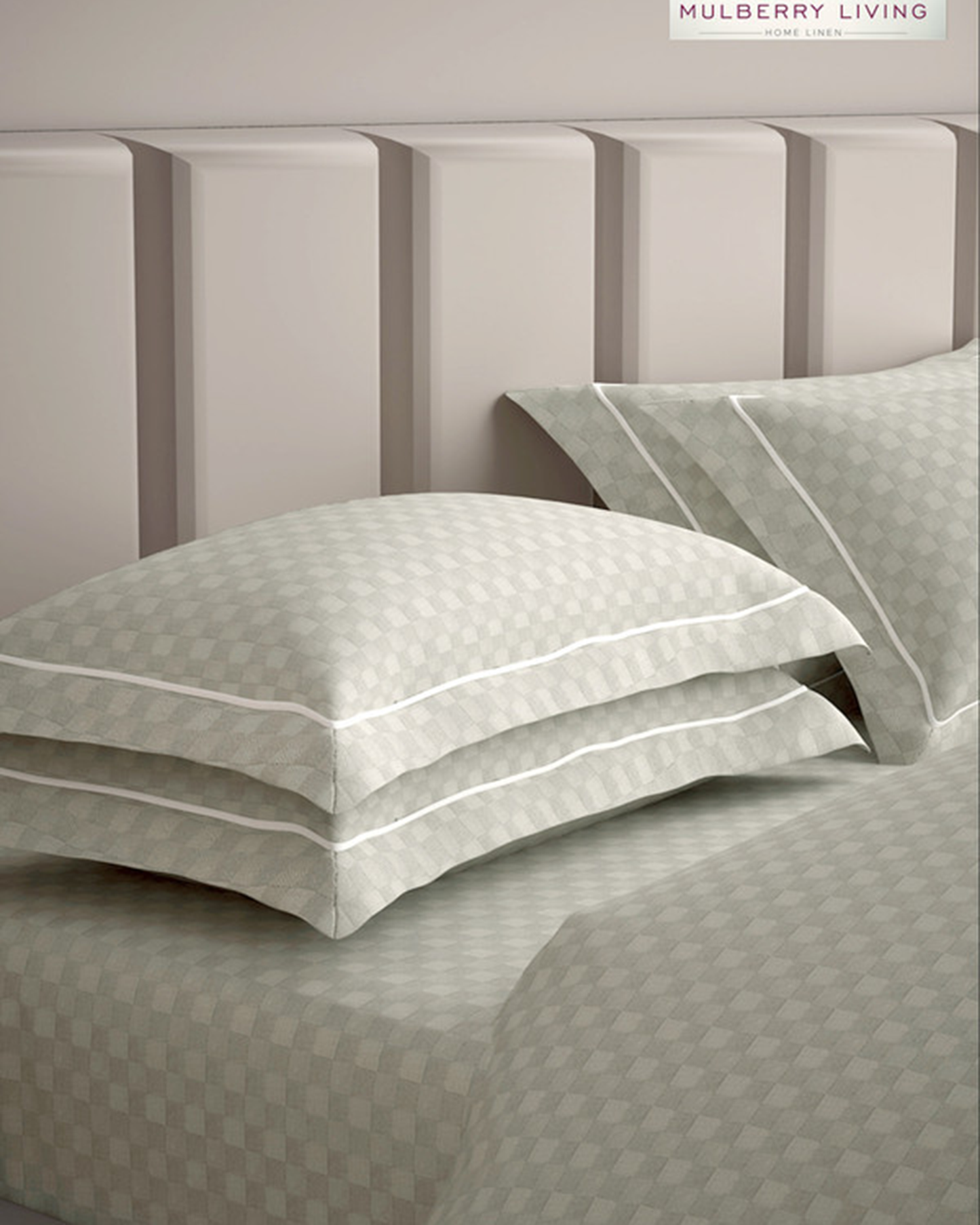 Mulberry Living Cotton Pillow Covers Set 2Pc 300TC Urban Grid Mediterranean Blue