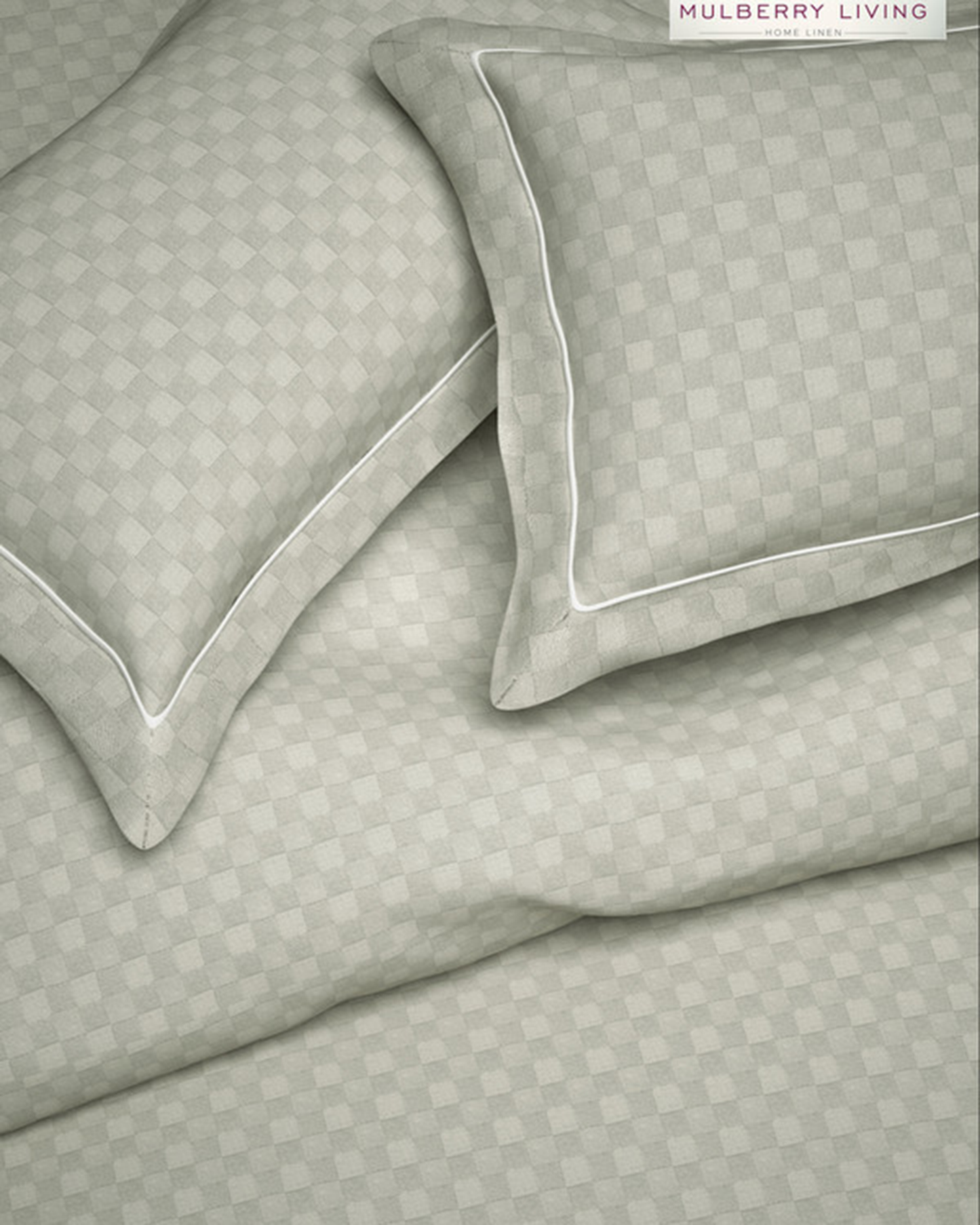 Mulberry Living Cotton Pillow Covers Set 2Pc 300TC Urban Grid Mediterranean Blue