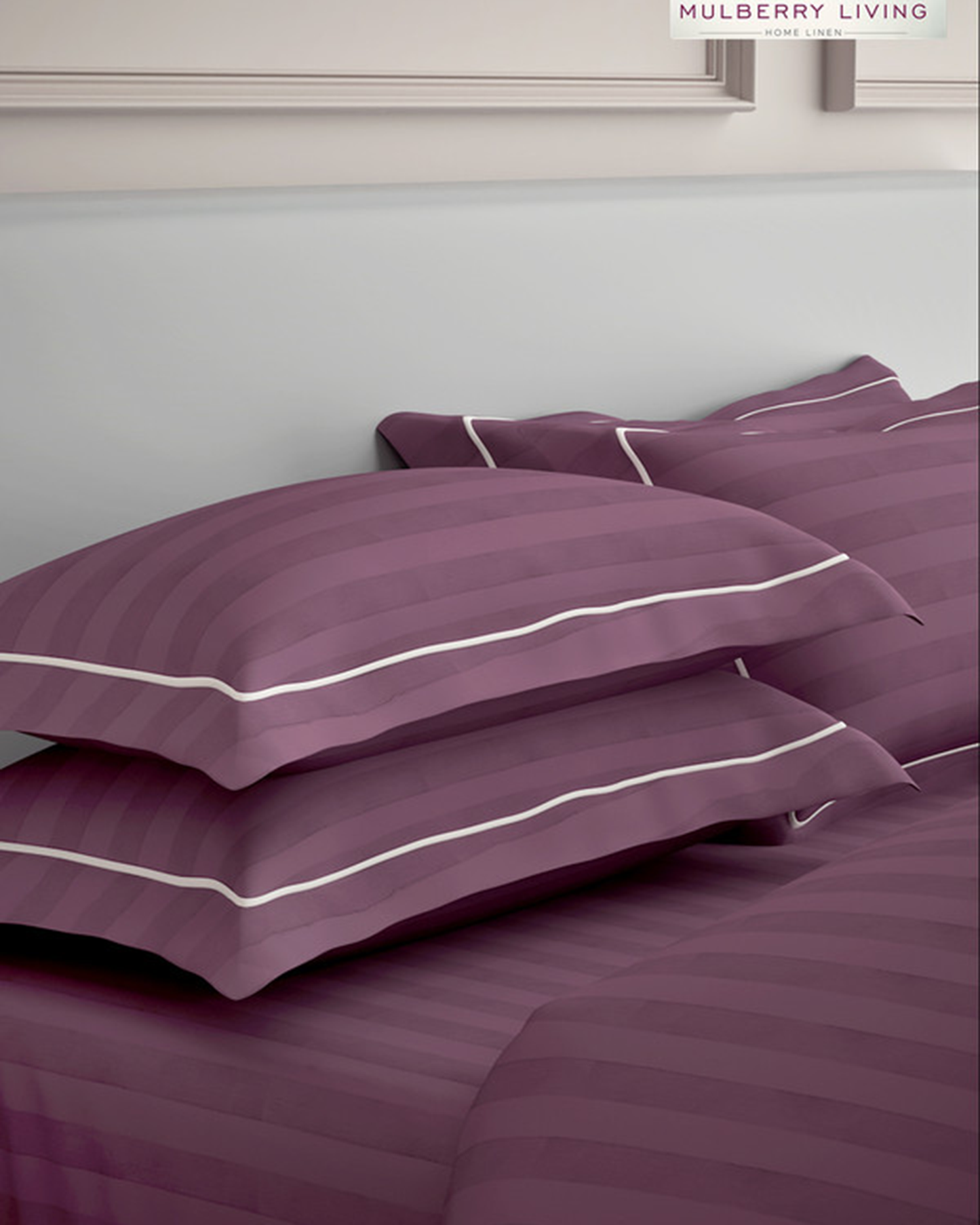 Mulberry Living Cotton Pillow Covers Set 2Pc 300TC Elysian Stripes Mediterranean Blue