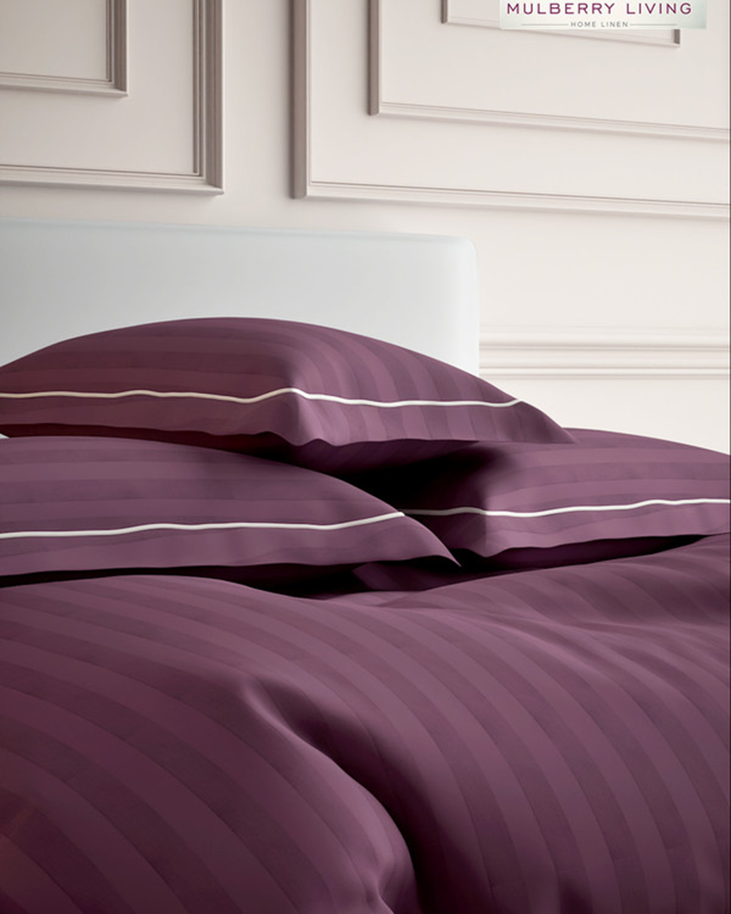 Mulberry Living Cotton Pillow Covers Set 2Pc 300TC Elysian Stripes Mediterranean Blue