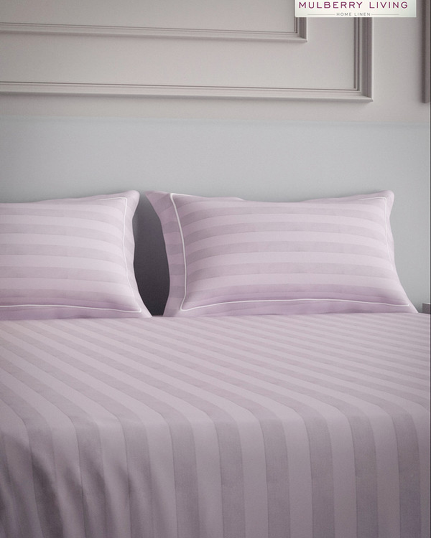 Mulberry Living Cotton Pillow Covers Set 2Pc 300TC Elysian Stripes Mediterranean Blue