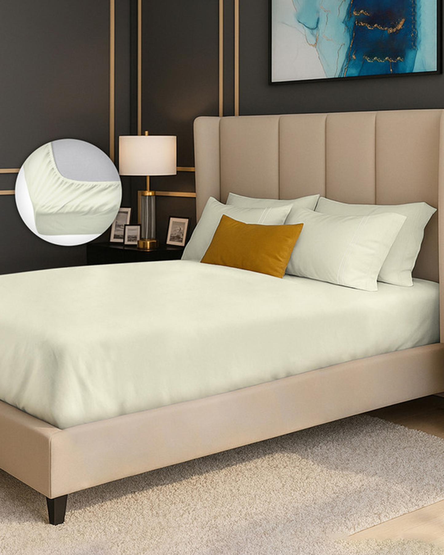 Mulberry Living Cotton Queen Fitted 250TC Serenity Solids White