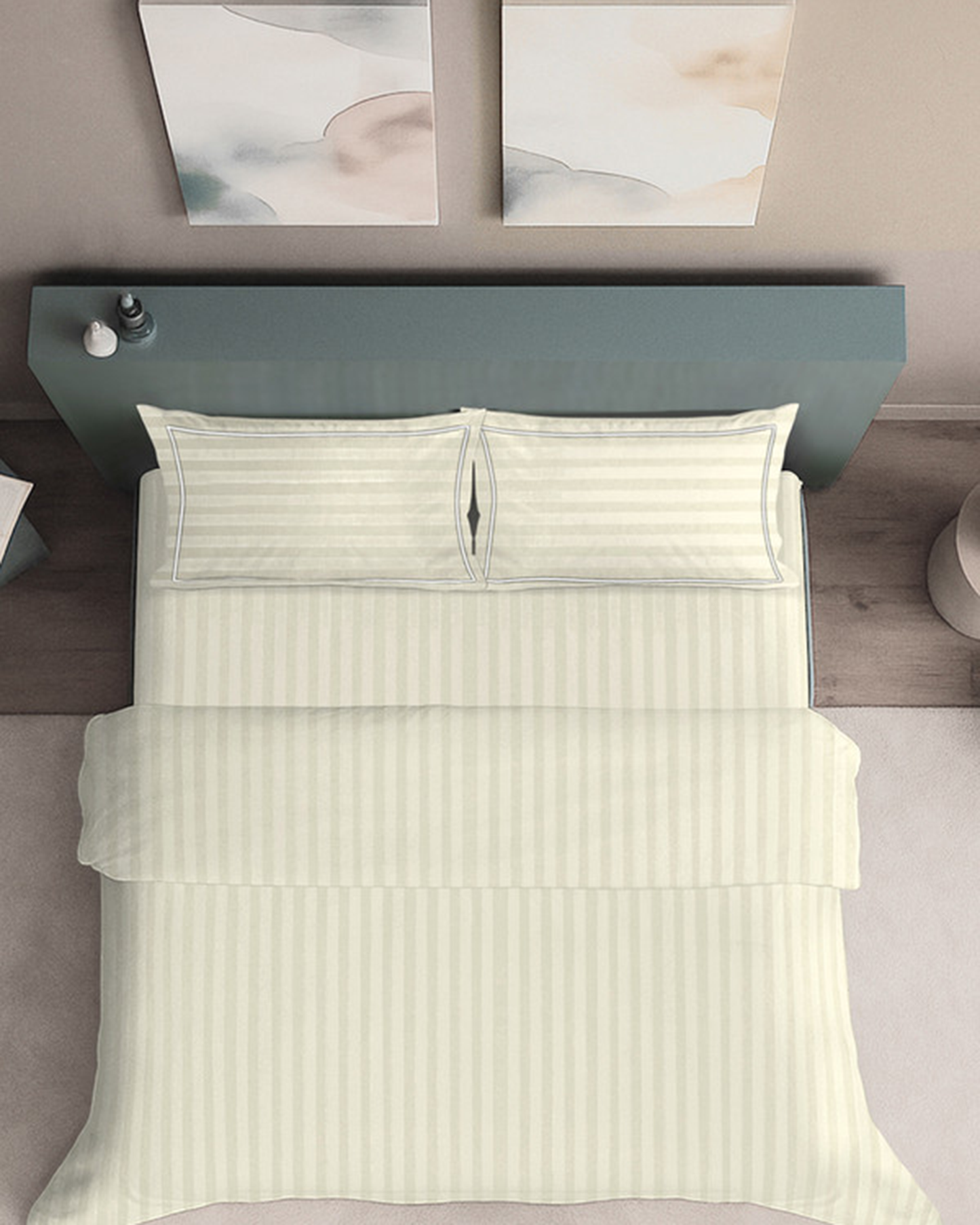 Mulberry Living Cotton King Duvet 300TC Elysian Stripes Cameo Rose