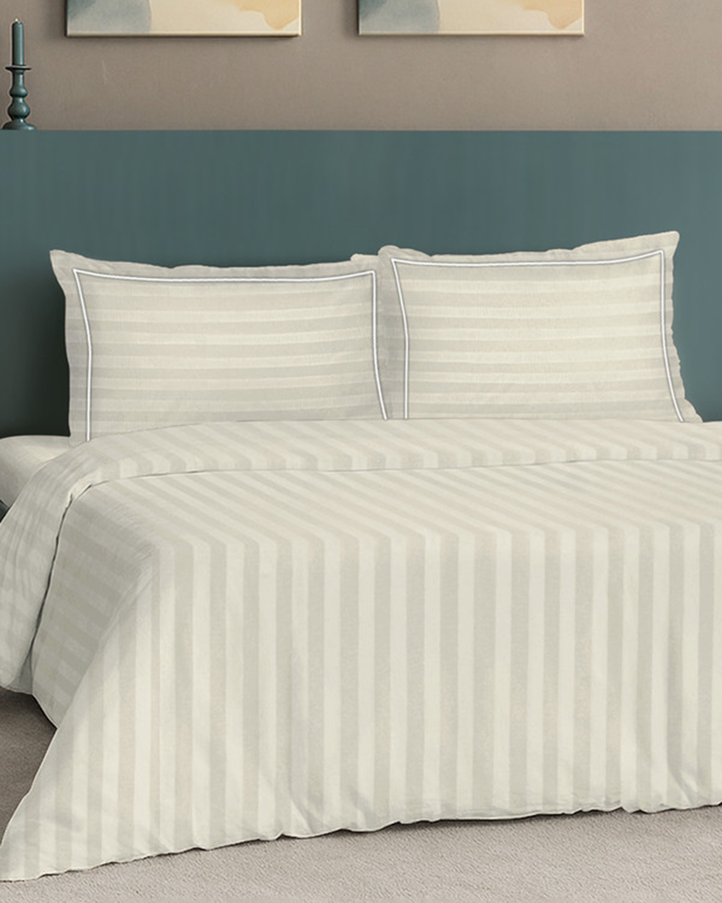 Mulberry Living Cotton King Duvet 300TC Elysian Stripes Cameo Rose
