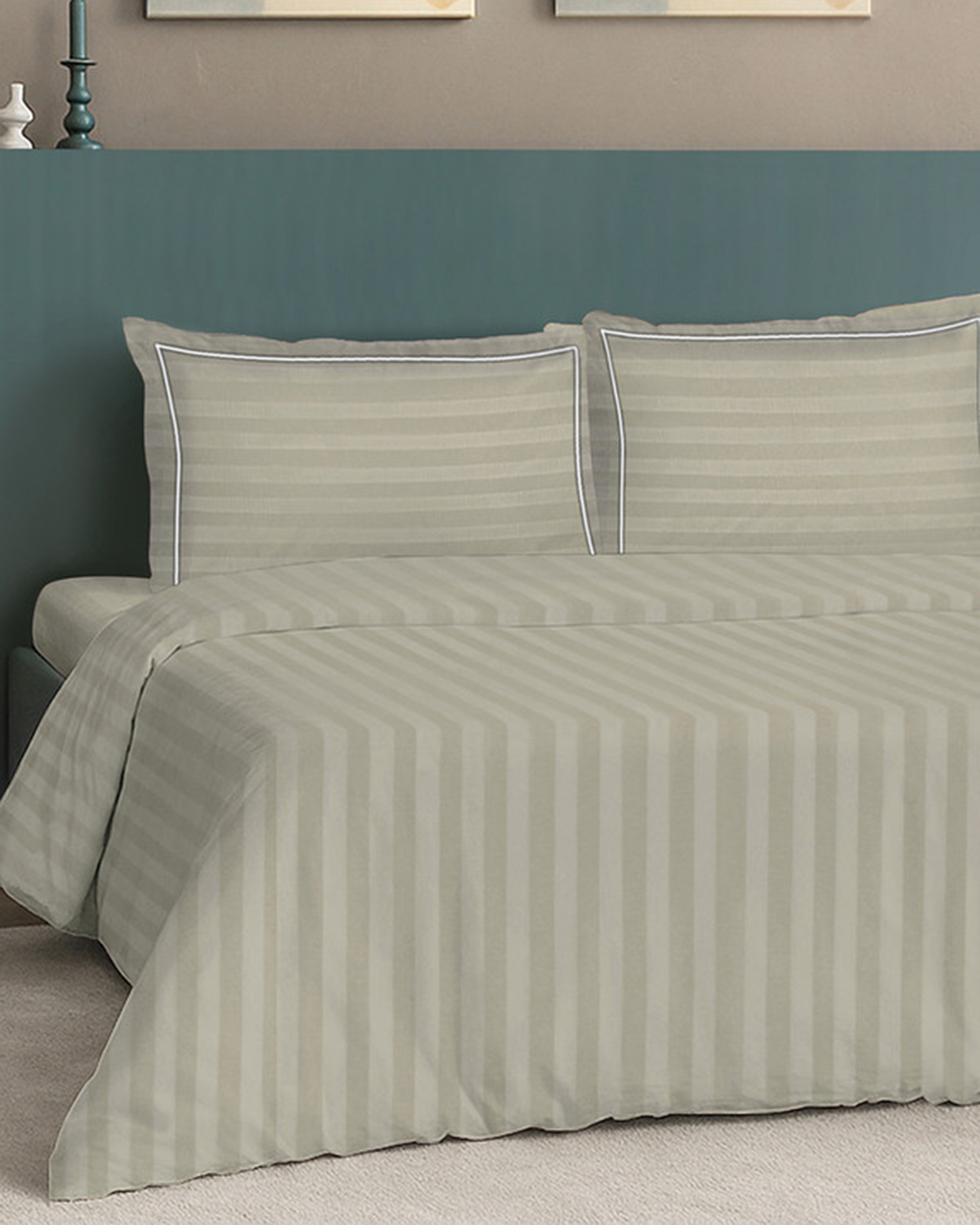 Mulberry Living Cotton King Duvet 300TC Elysian Stripes Cameo Rose