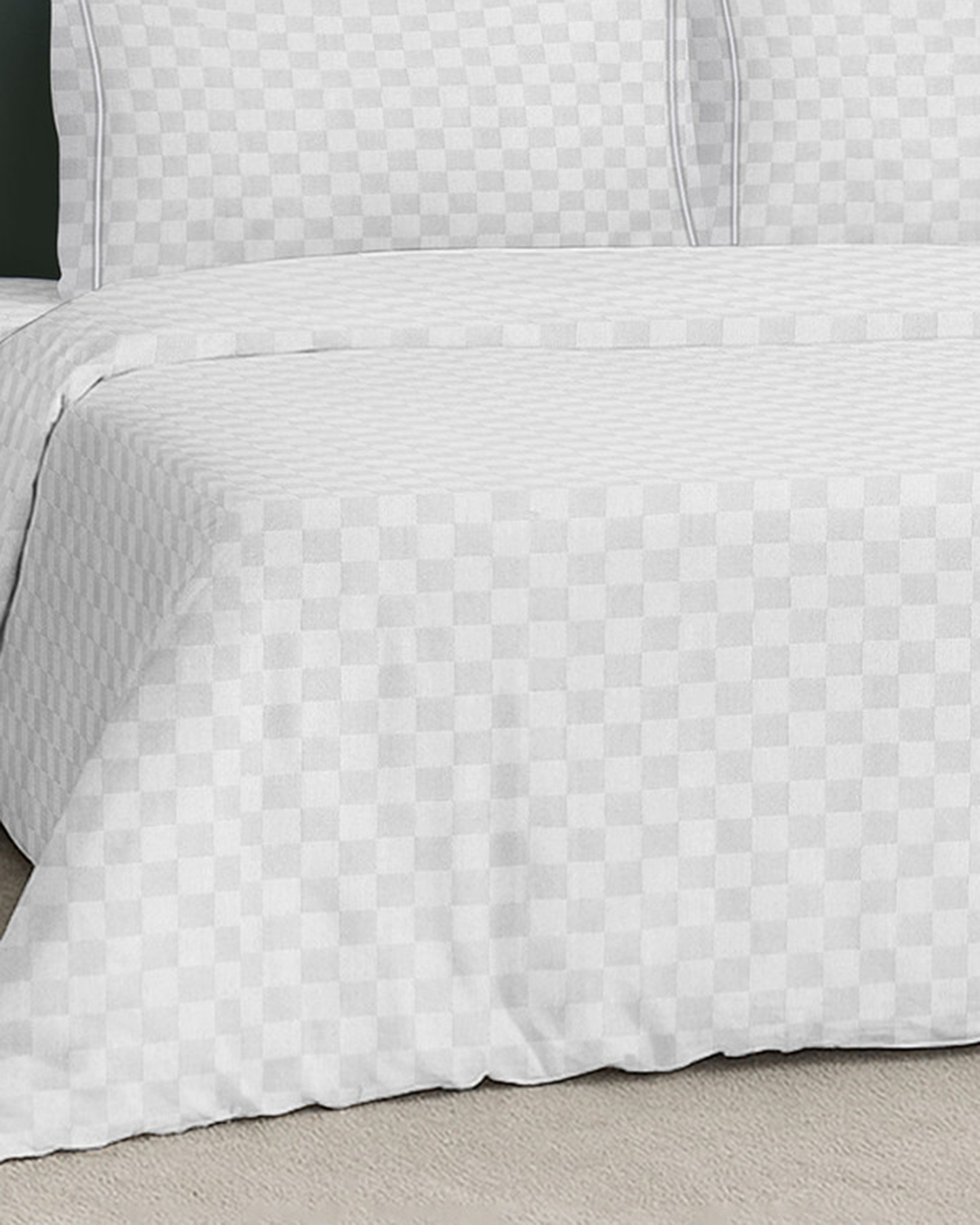 Mulberry Living Cotton King Duvet 300TC Urban Grid White