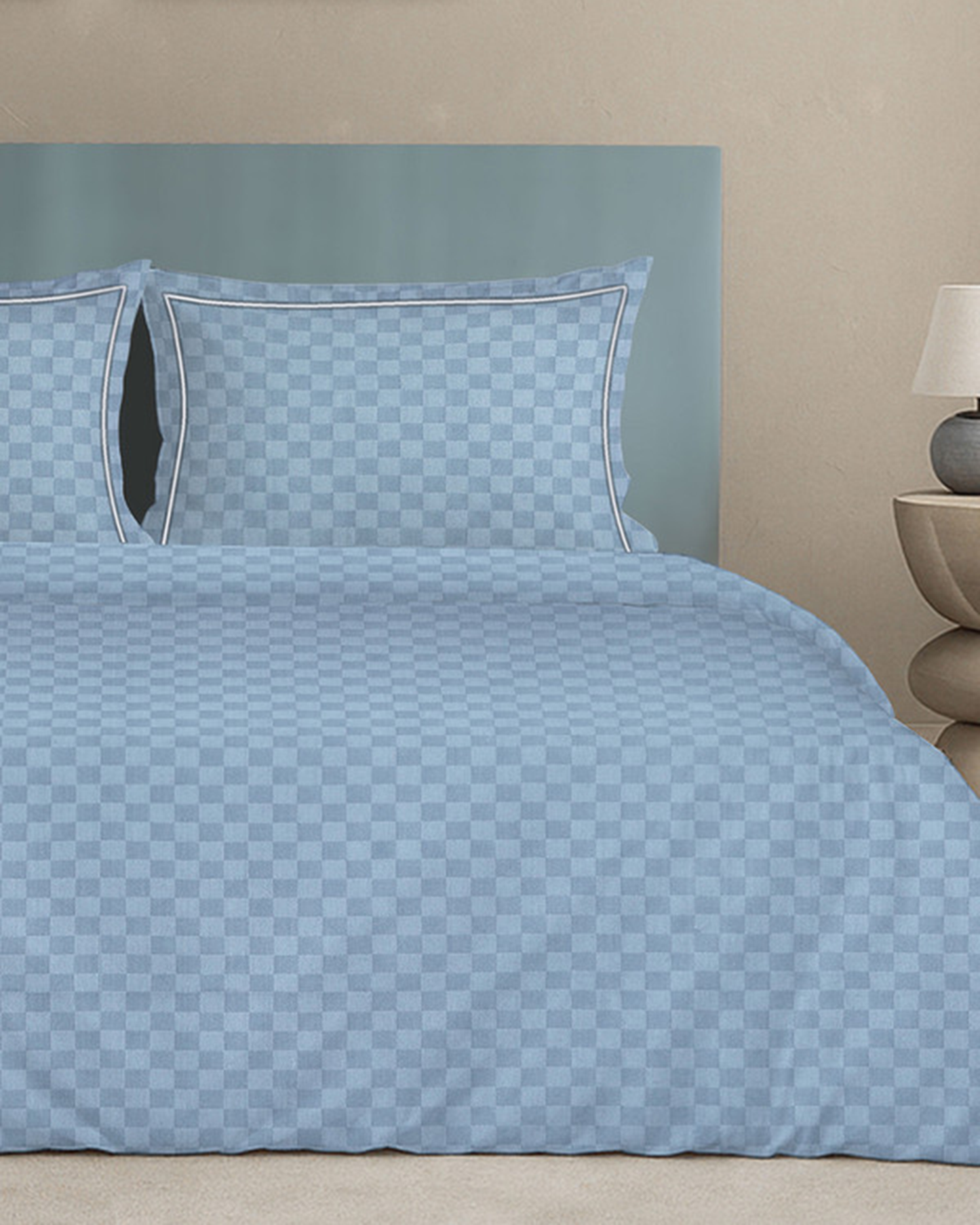 Mulberry Living Cotton King Duvet 300TC Urban Grid White