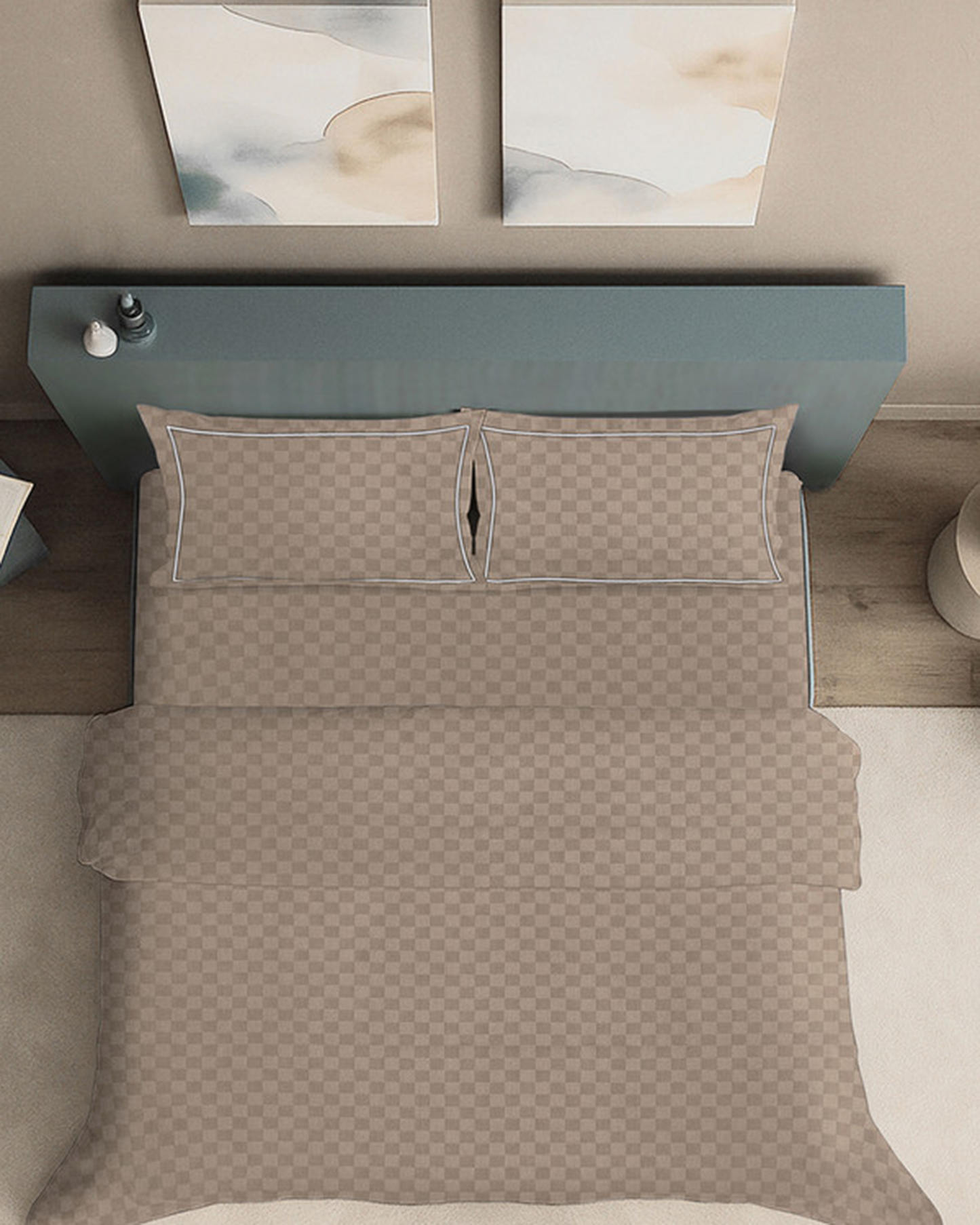 Mulberry Living Cotton King Duvet 300TC Urban Grid White