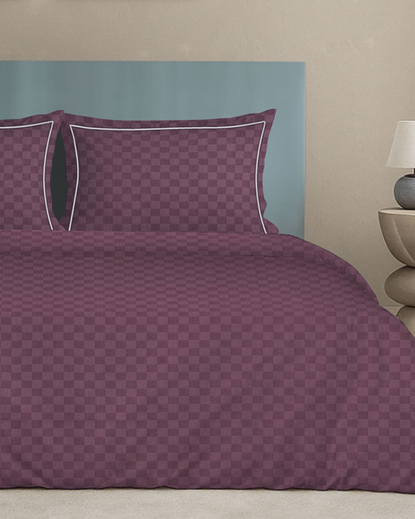 Mulberry Living Cotton King Duvet 300TC Urban Grid White