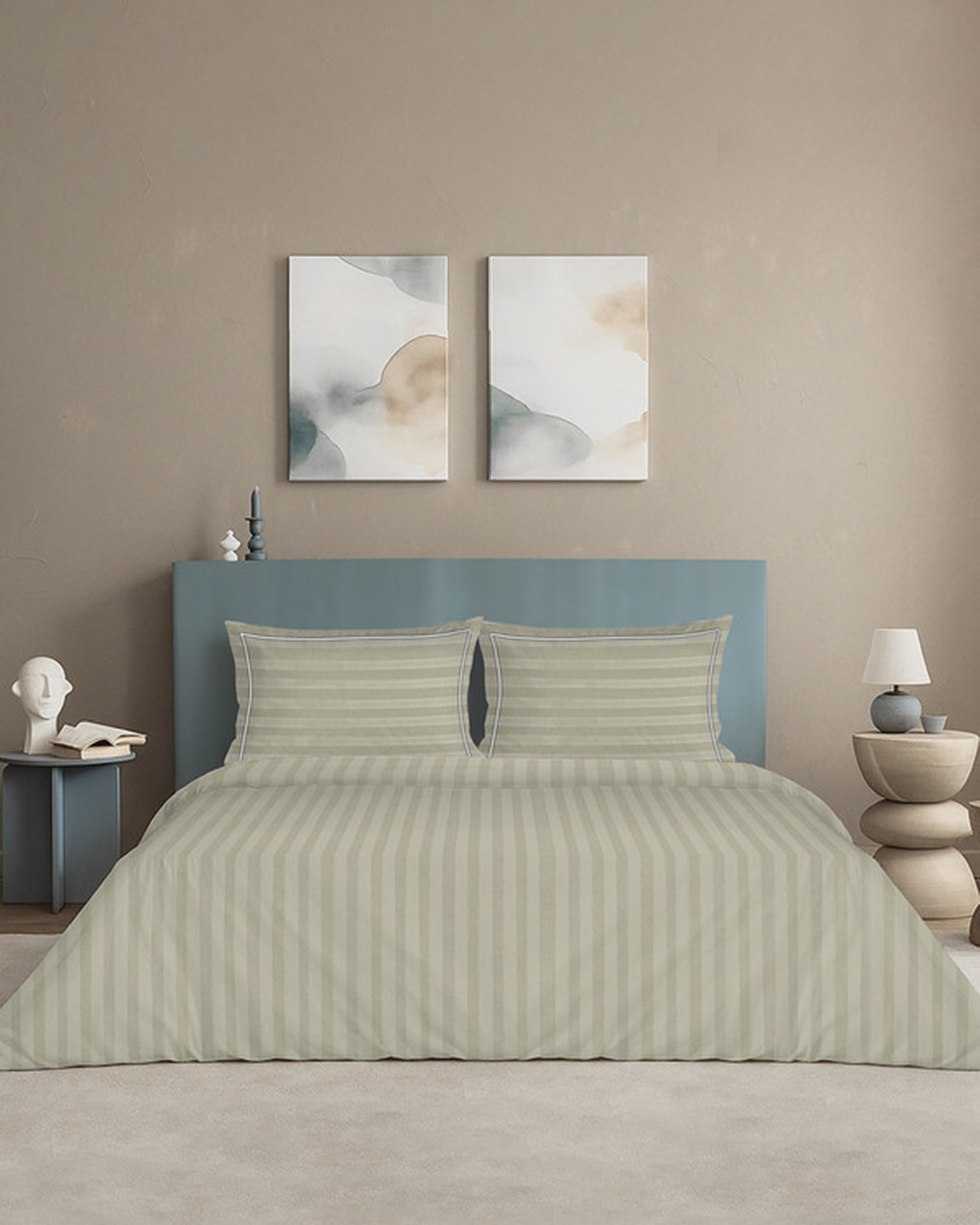 Cotton King 4Pc Elysian Stripes Beige