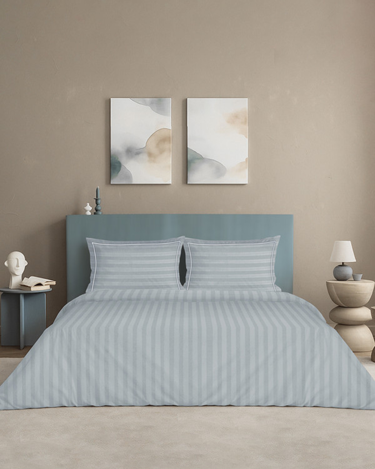 Mulberry Living Cotton King 4Pc Elysian Stripes Beige