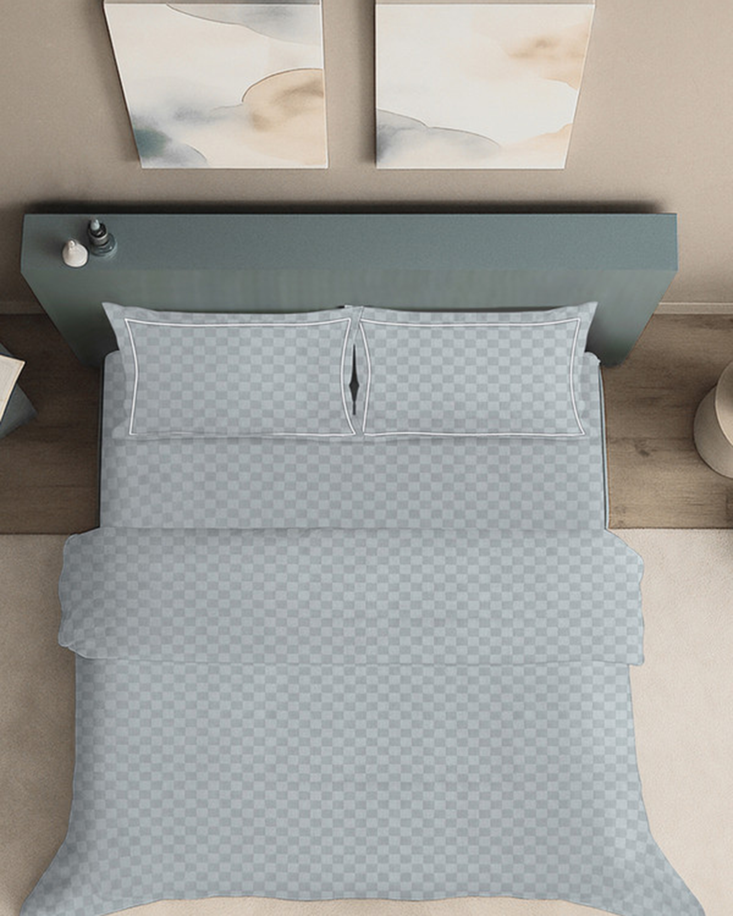 Mulberry Living Cotton Cal King 4Pc Urban Grid Silver Grey