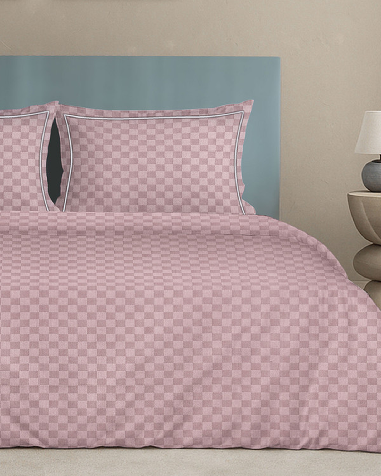 Mulberry Living Cotton Cal King 4Pc Urban Grid Silver Grey