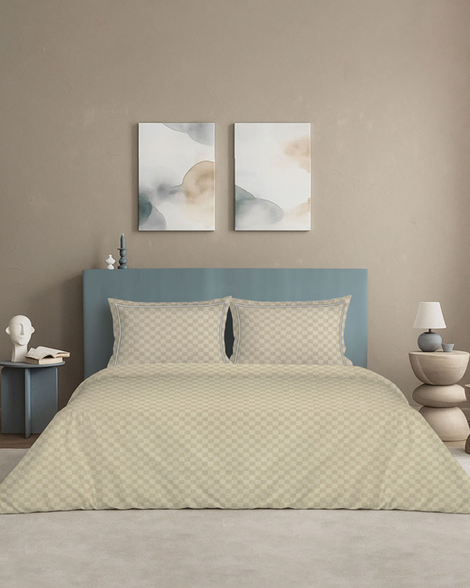 Cotton King 4Pc Urban Grid Pearl