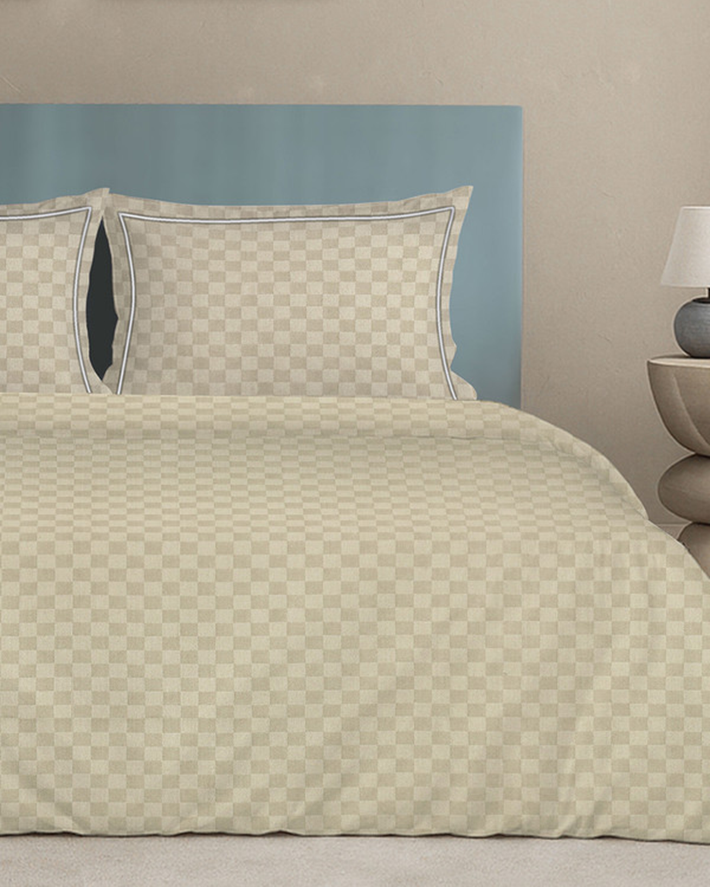 Mulberry Living Cotton King 4Pc Urban Grid Pearl